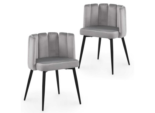 Lot de 2 chaises design en velours gris DEBBY