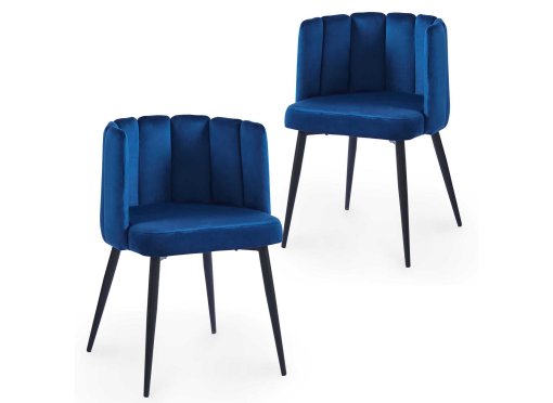 Lot de 2 chaises design en velours bleu DEBBY