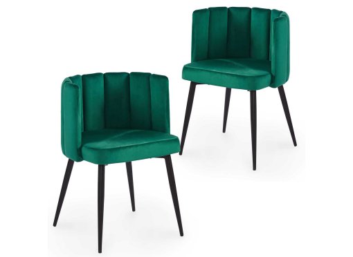 Lot de 2 chaises design en velours vert DEBBY