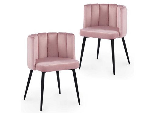 Lot de 2 chaises design en velours rose DEBBY