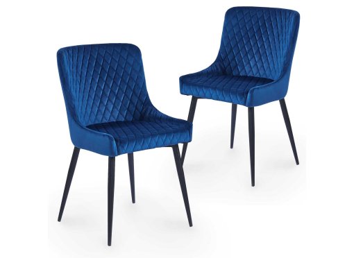 Lot de 2 chaises design en velours bleu JENNY