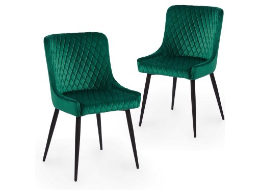 Lot de 2 chaises design en velours vert JENNY
