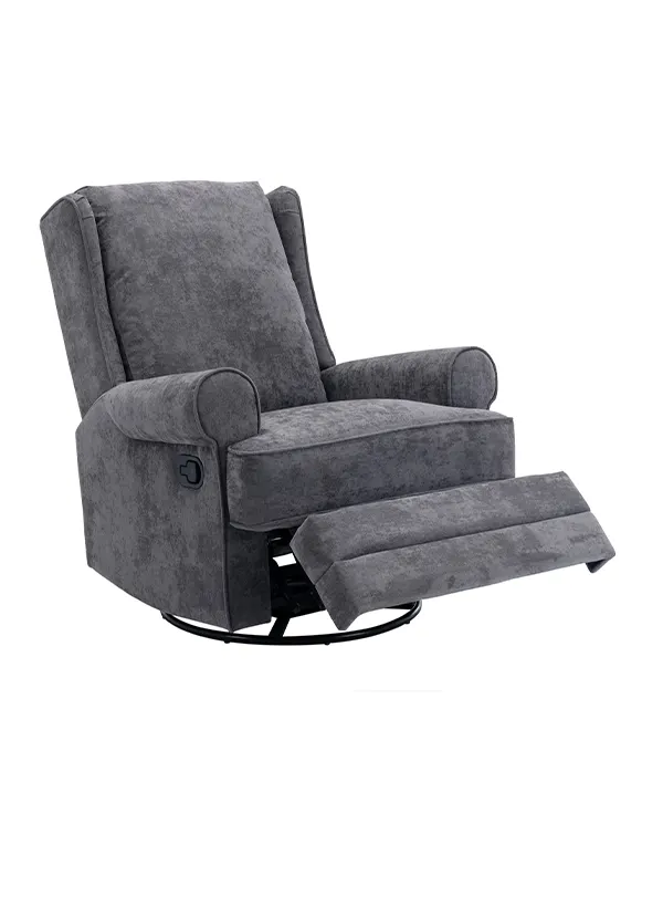 Fauteuil relax pivotant en tissu gris BRODY