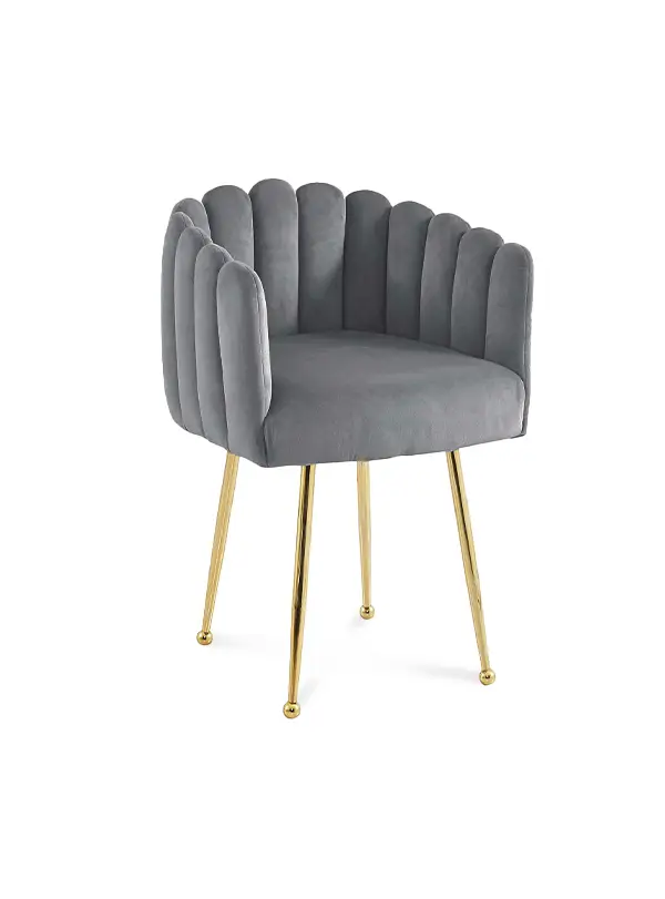Chaise en velours gris pieds en métal doré HAYDEN