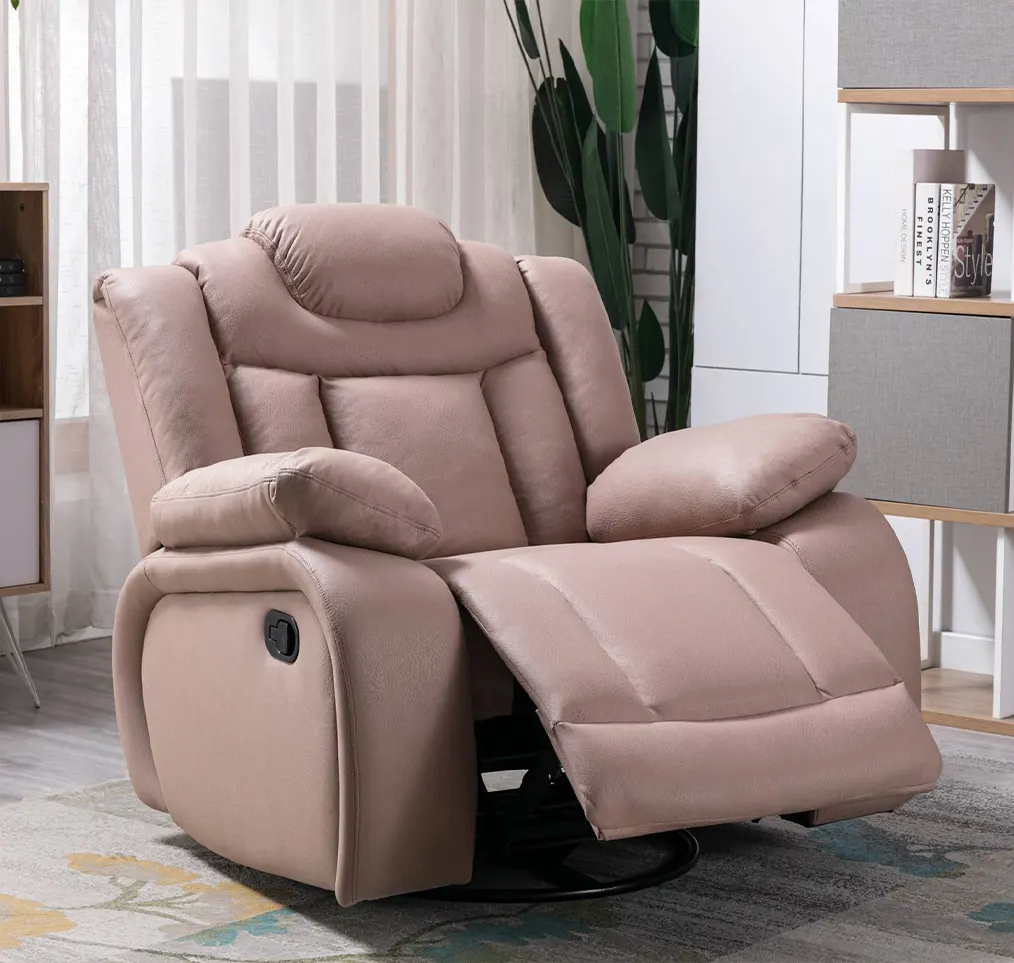 Fauteuil relax pivotant en simili cuir beige HARRING