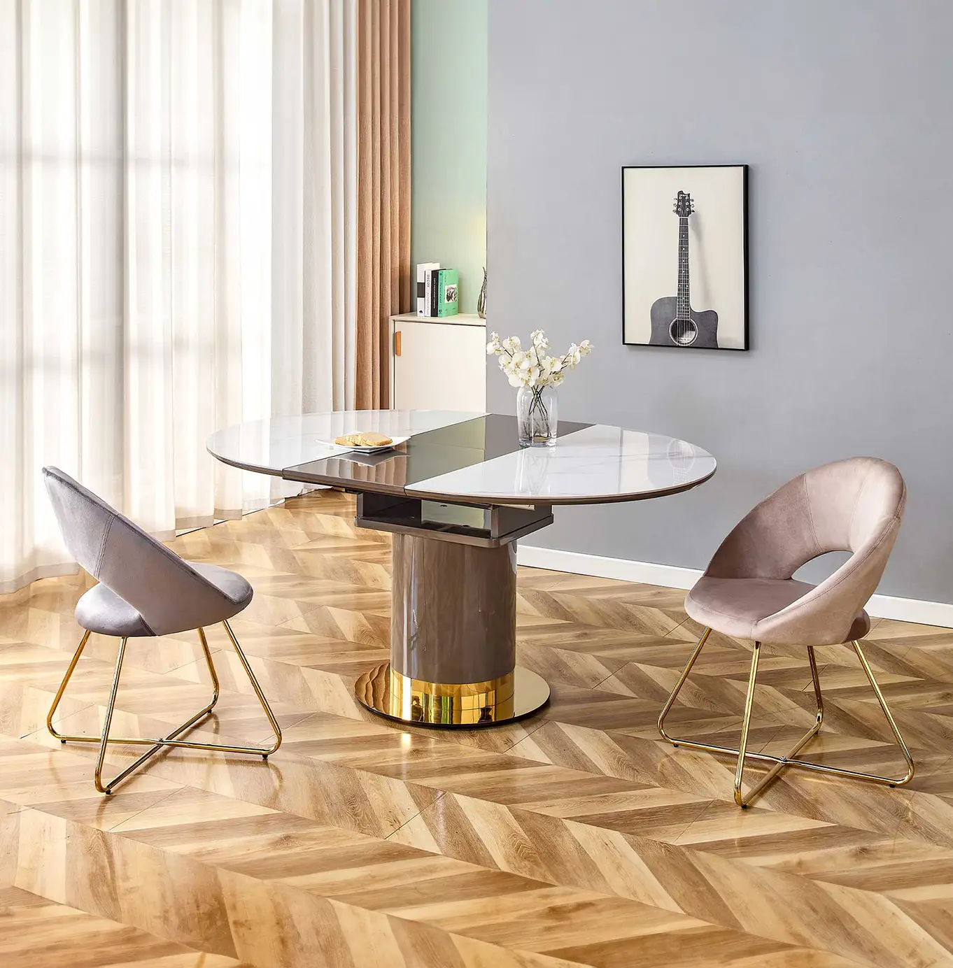Lot de 2 chaises design en velours beige PETRA