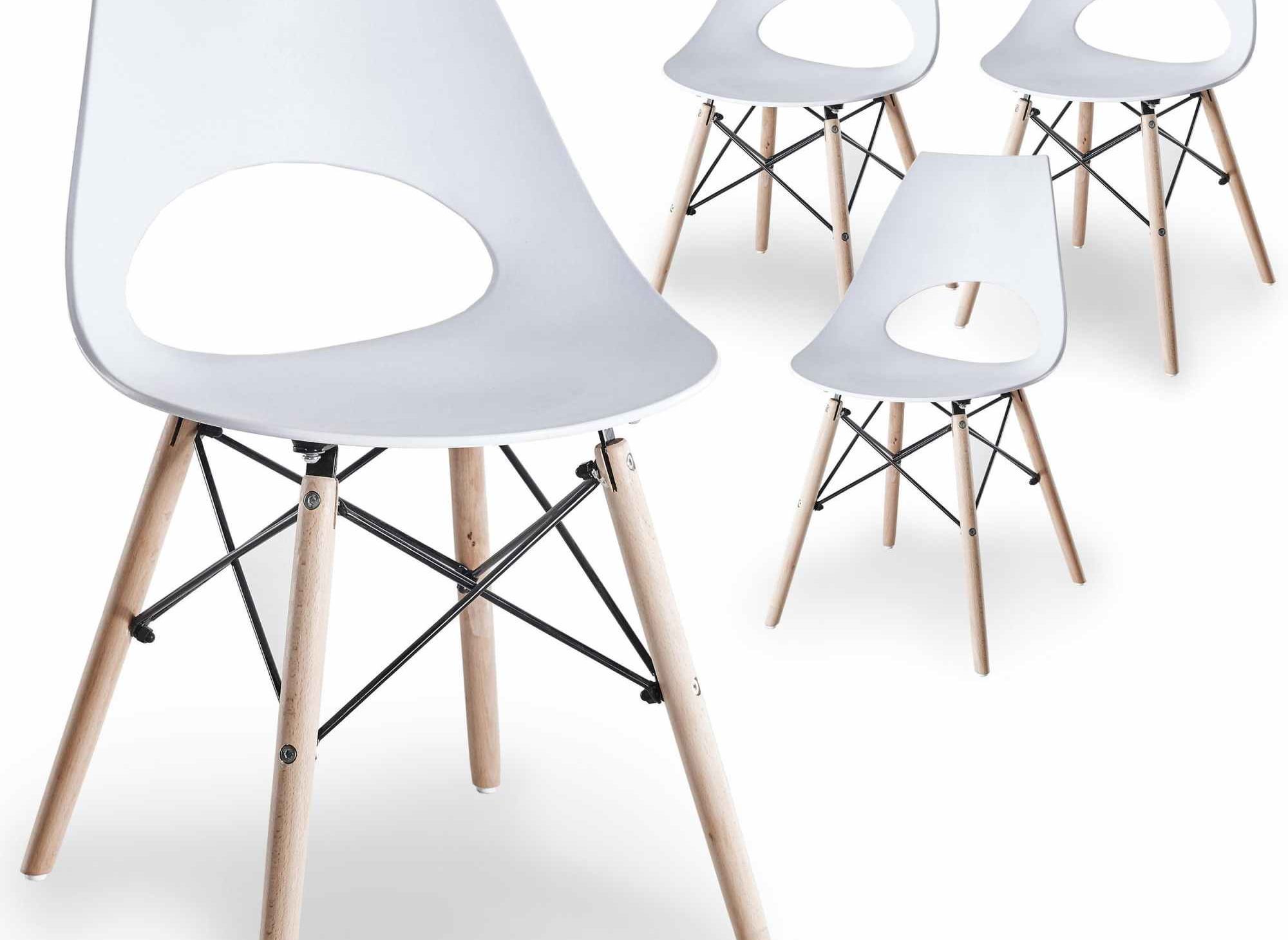 Lot de 4 chaises scandinaves blanches NORA  DECOINPARIS