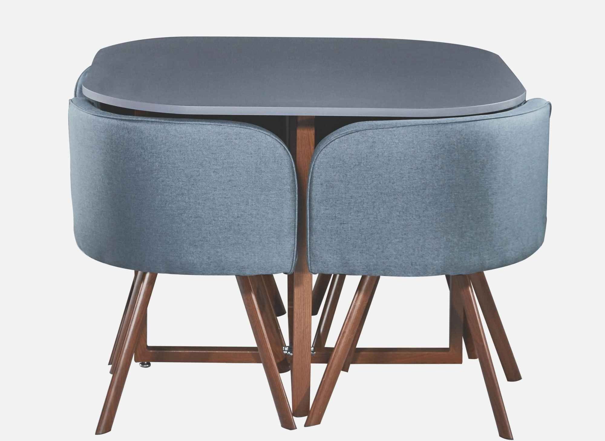 Ensemble table 4 chaises encastrables gris flen  DECOINPARIS