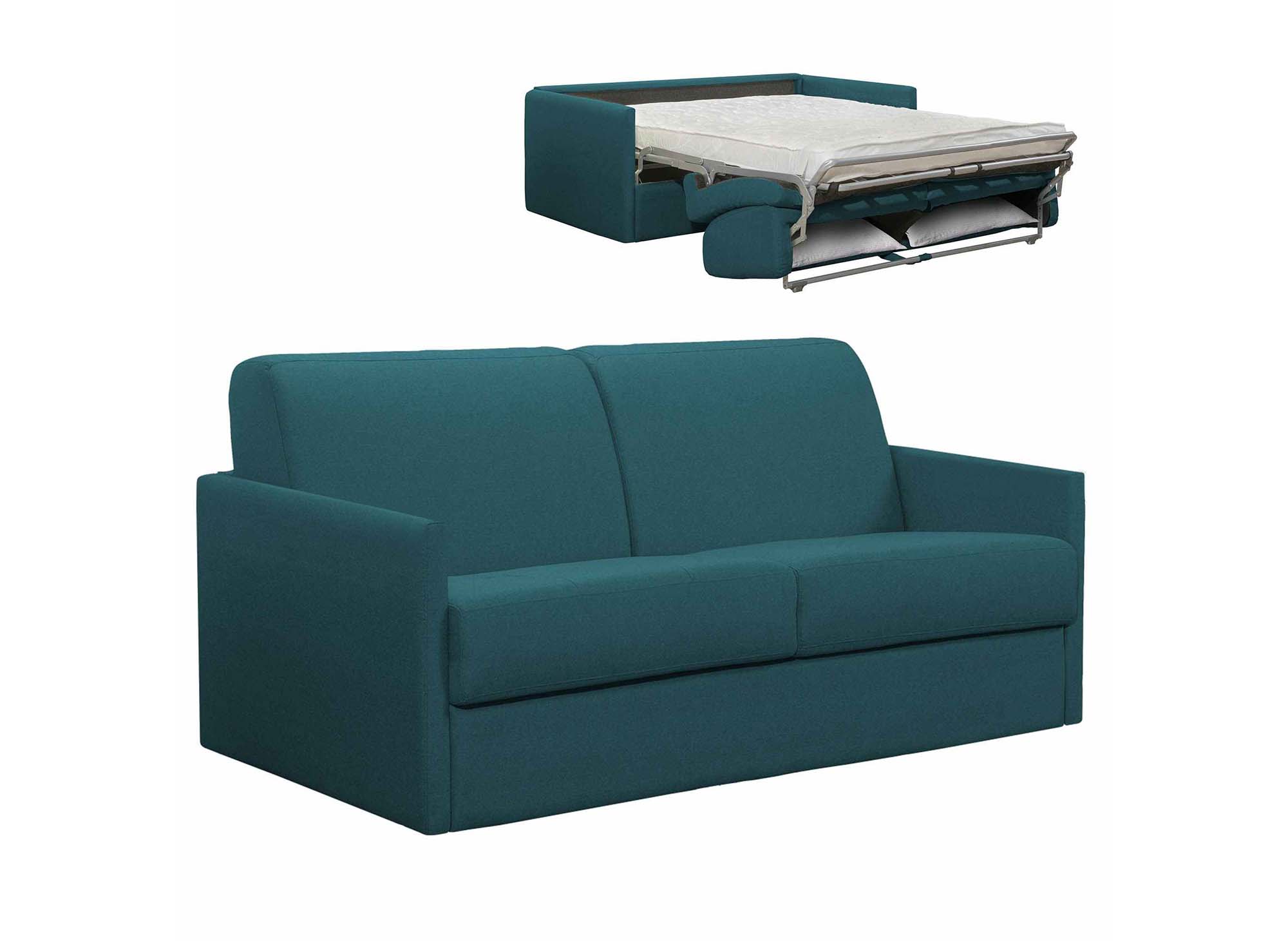 Deco In Paris Canape Convertible 3 Places Louna Slim En Tissu Bleu