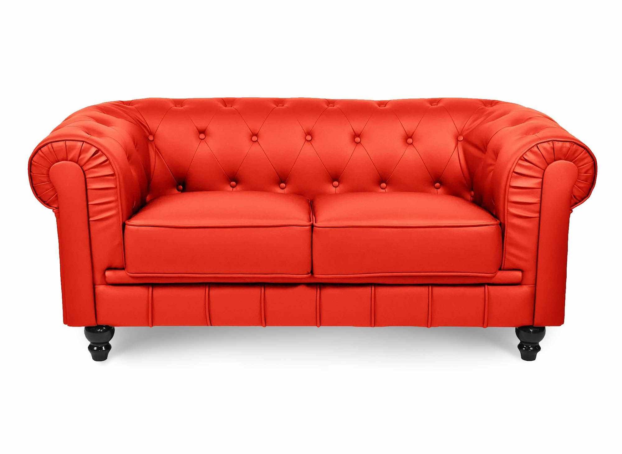 Canapé 2 places rouge CHESTERFIELD