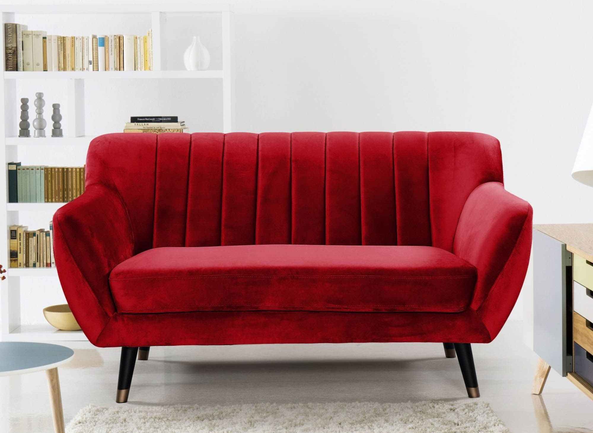 DECO IN PARIS - 2_canape scandinave 2 places en tissu velours rouge pandora pandora rouge 2pl