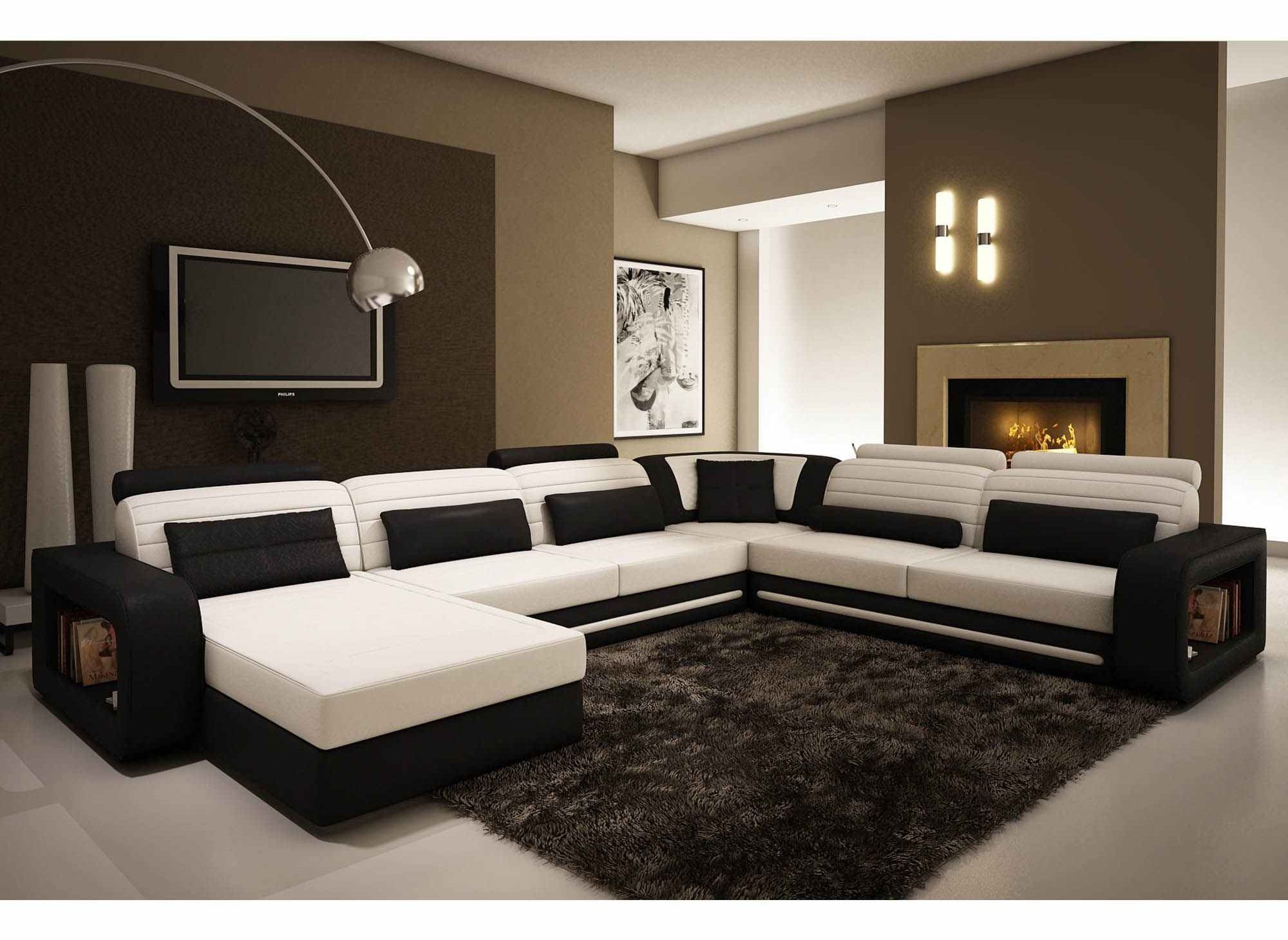 Deco In Paris Canape D Angle Cuir New York Blanc Et Noir Angle