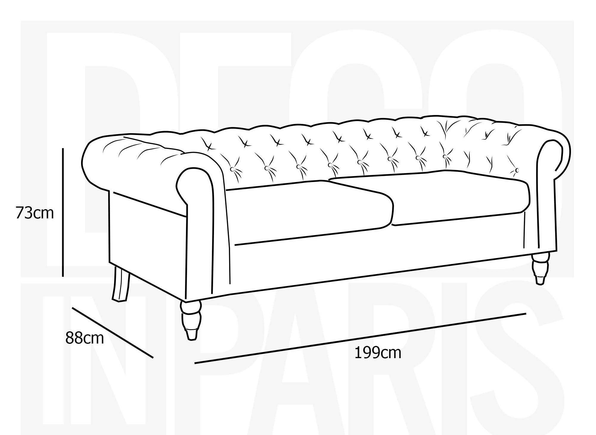 Canapé Chesterfield 3 places en simili cuir gris WINSTON