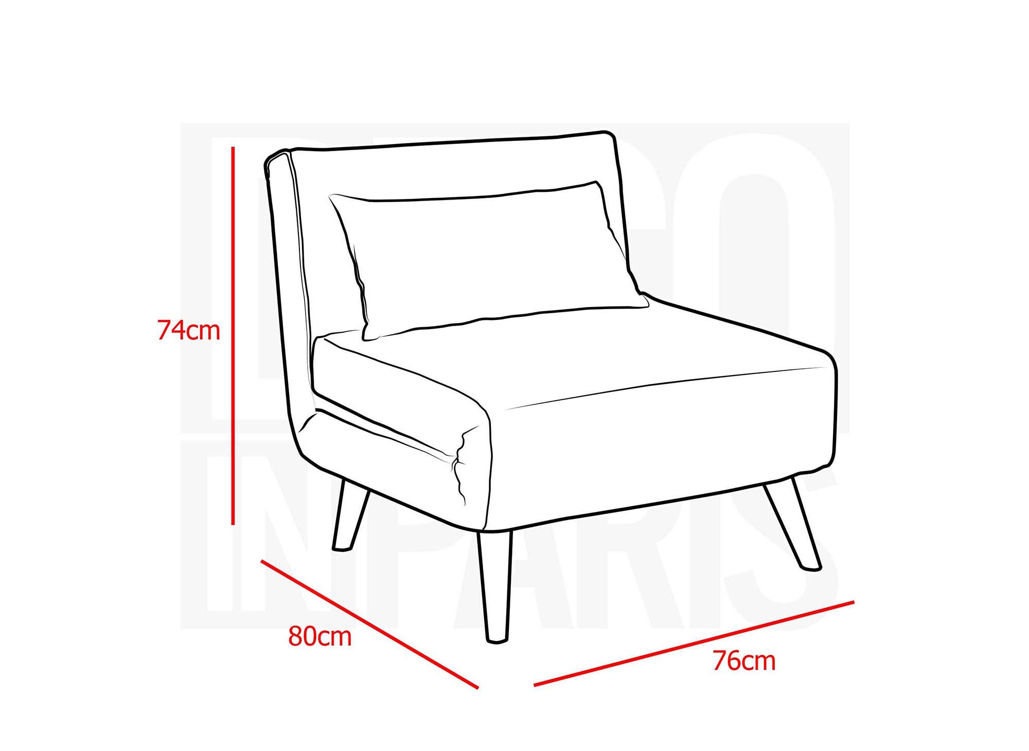 Fauteuil convertible en tissu violet TONKA