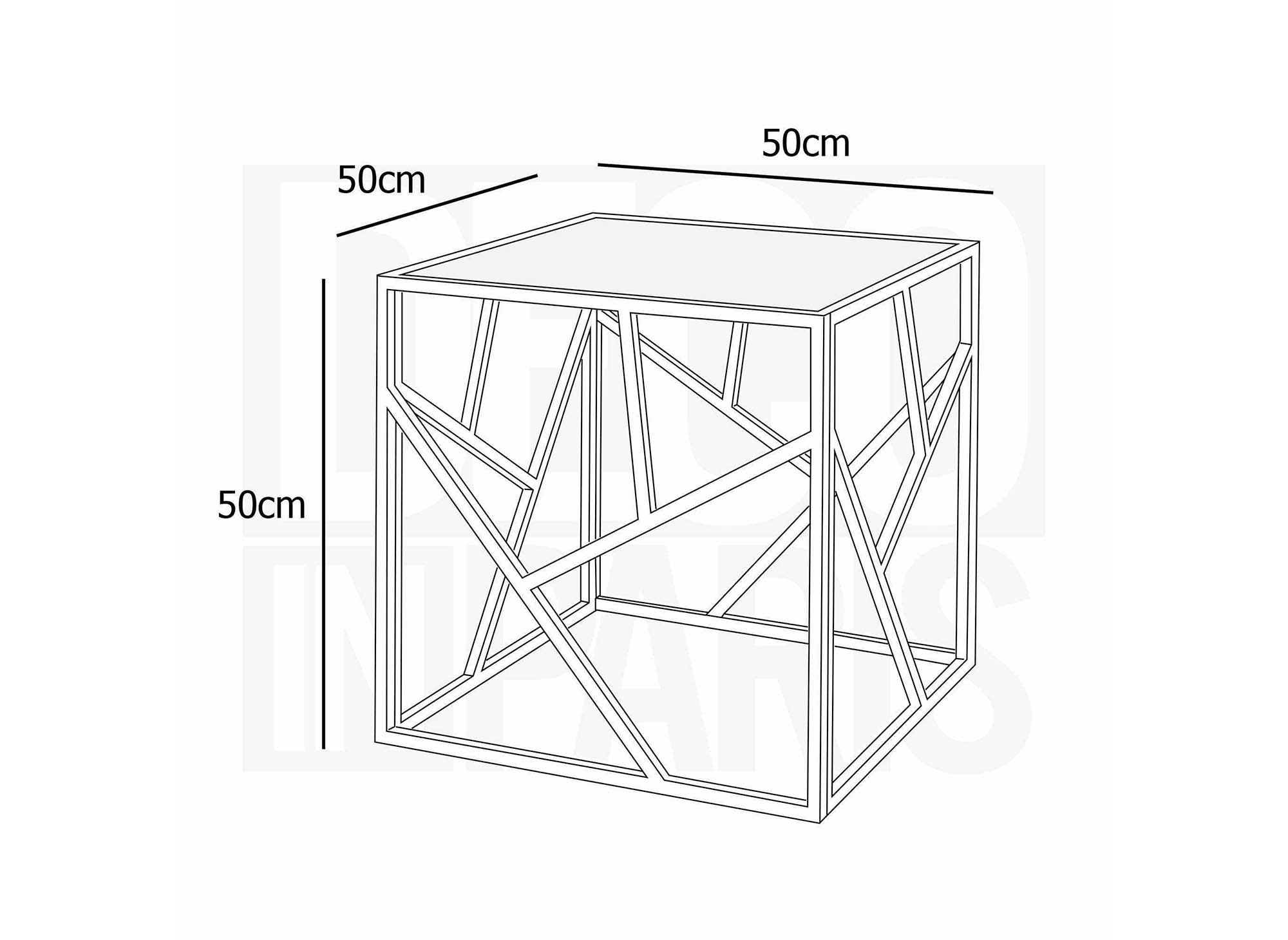 Table basse design en verre noir et métal doré carrée SOLAL