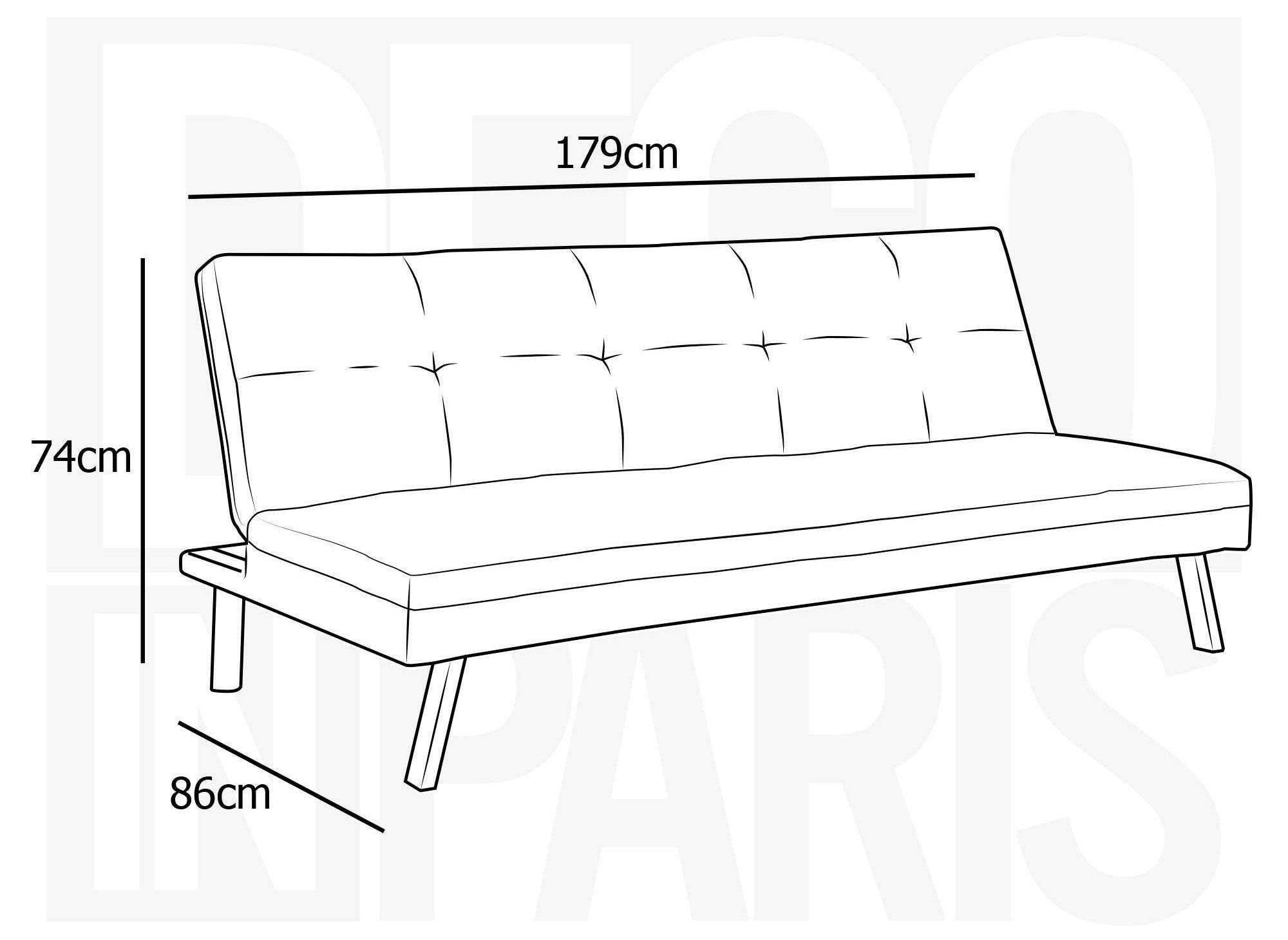 Banquette clic clac 3 places gris et noir BOBY