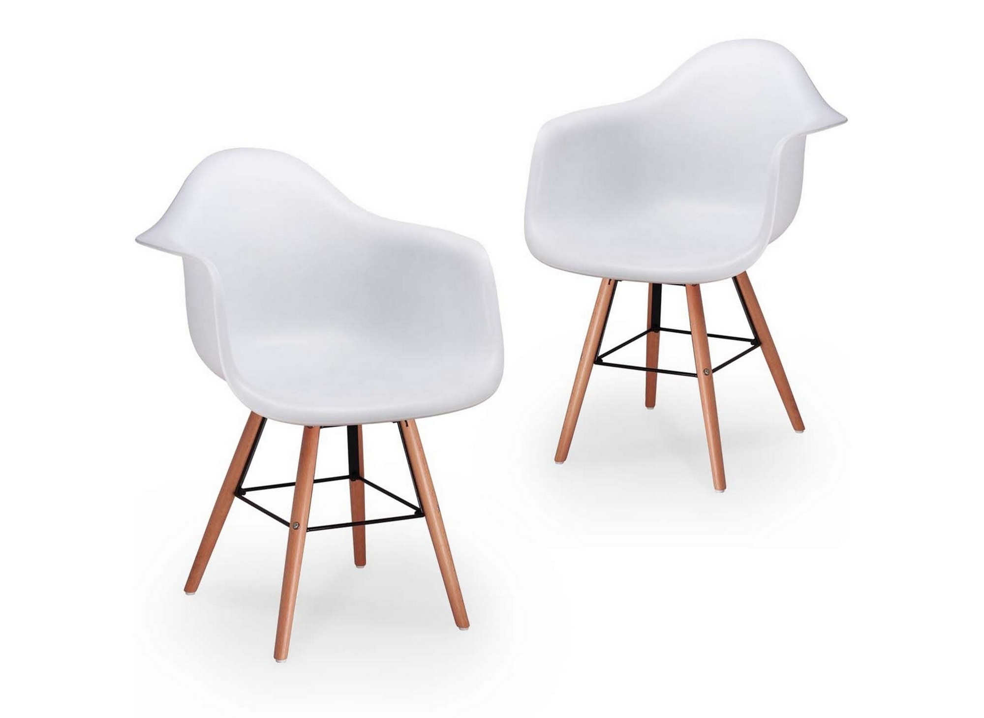 Lot de 6 chaises scandinaves blanches avec accoudoirs NINA Lot de 6 chaises scandinaves blanches avec accoudoirs NINA