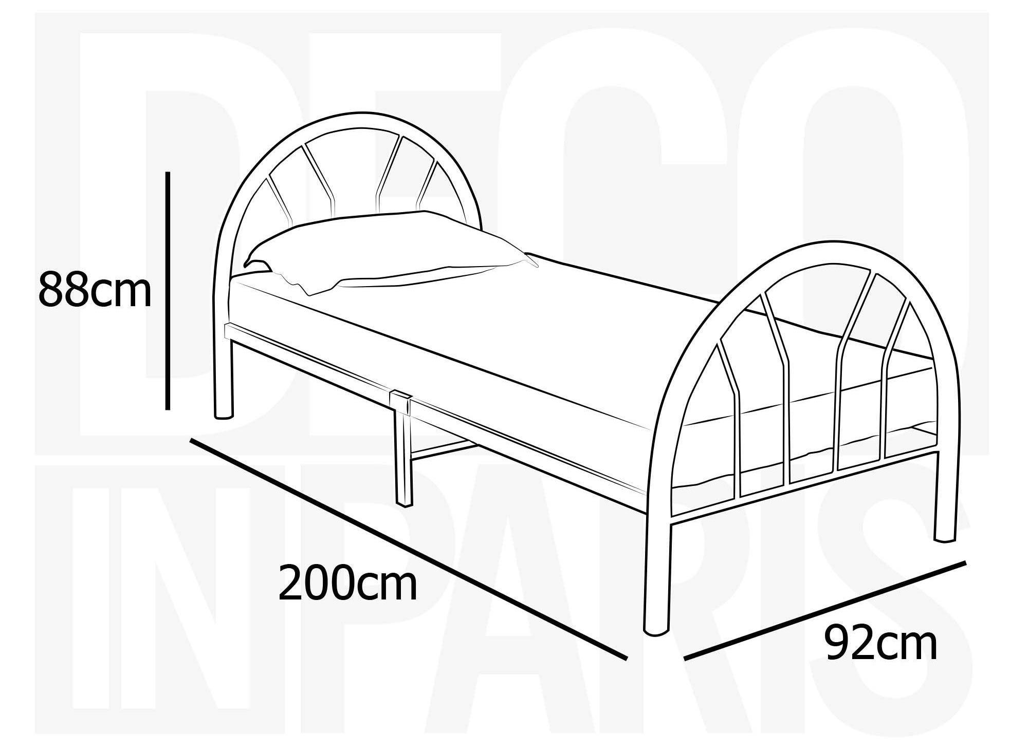 Lit Metal 90x190 Cm Noir Kiny Lit Metal 90 190 Noir Dip