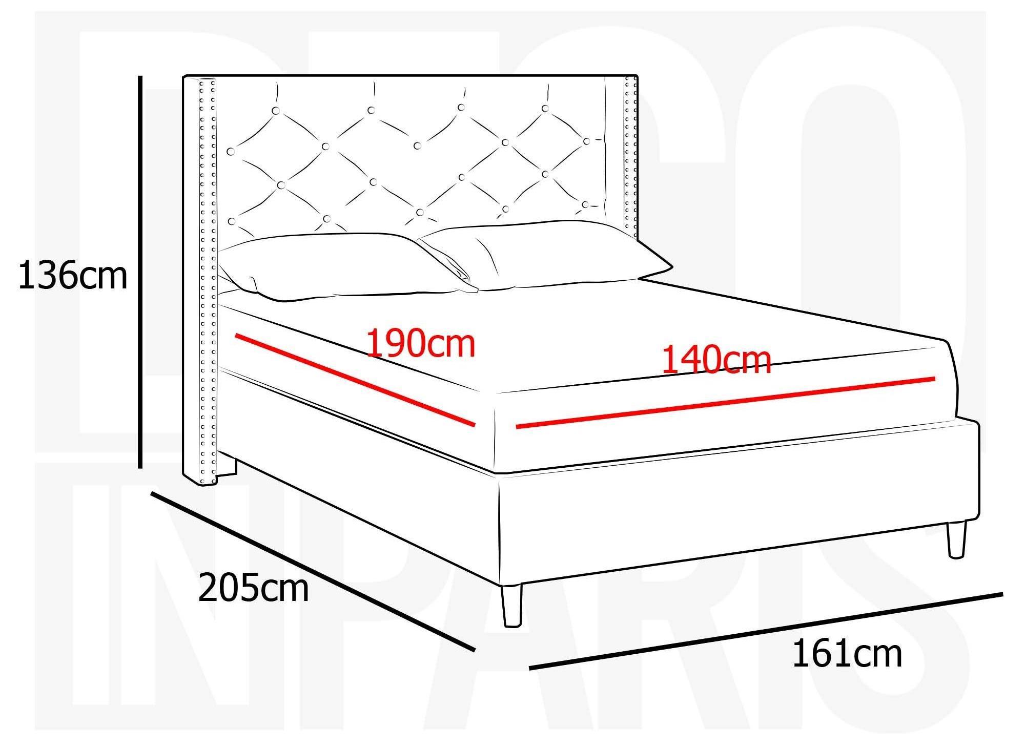 Lit double en tissu capitonné beige MARGOT 140x190 cm