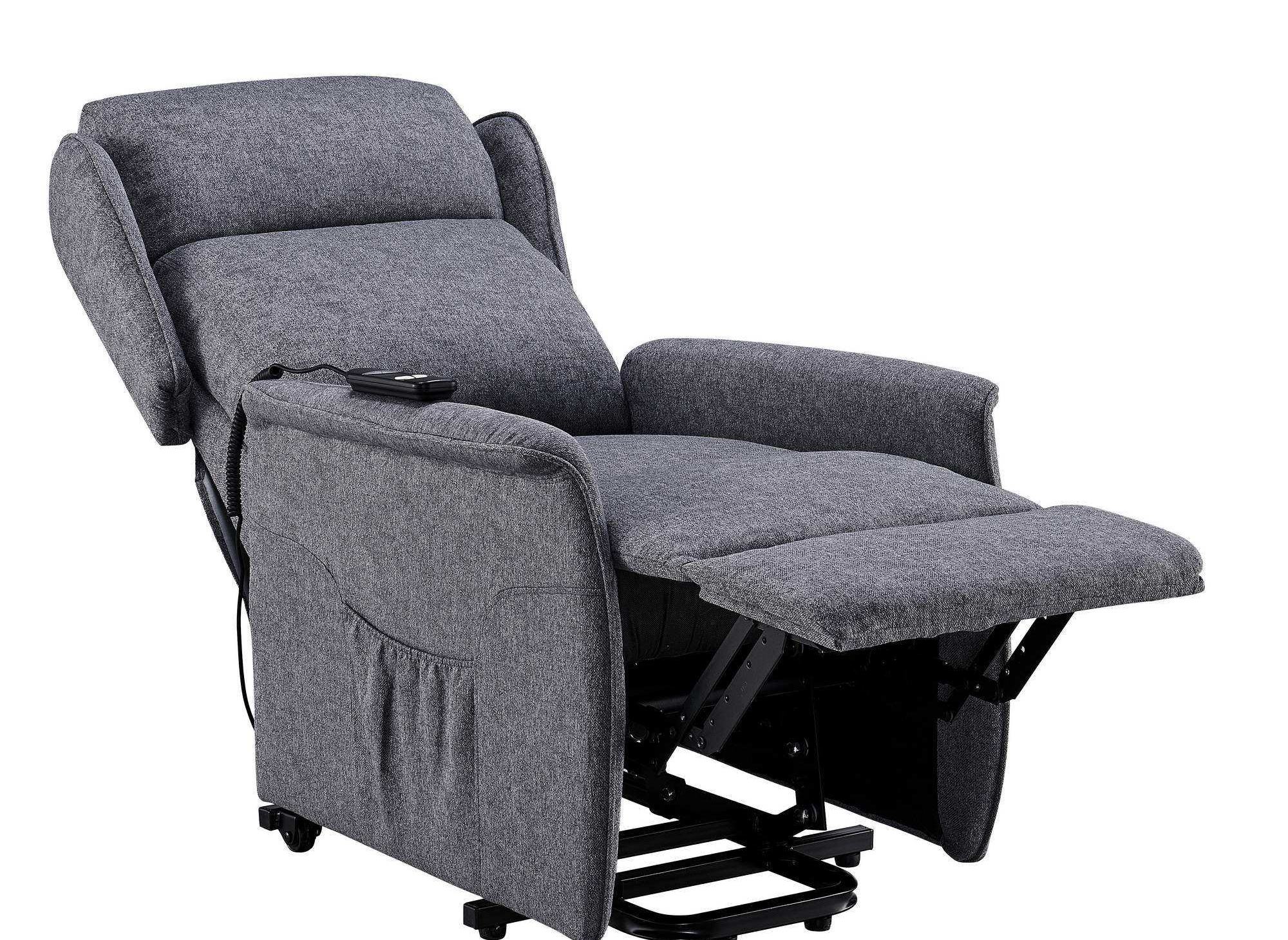 Fauteuil releveur relax en tissu gris a commande electrique darko