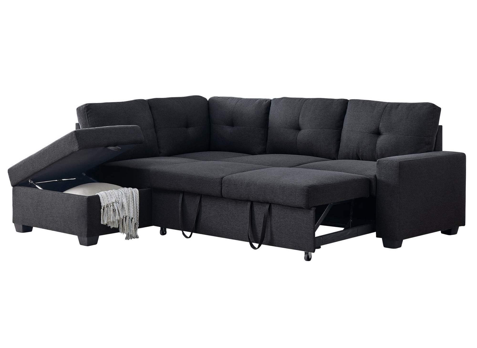Canapé Dangle Convertible Avec Coffre De Rangement En Tissu Gris Anthracite Orion Angle Gauche