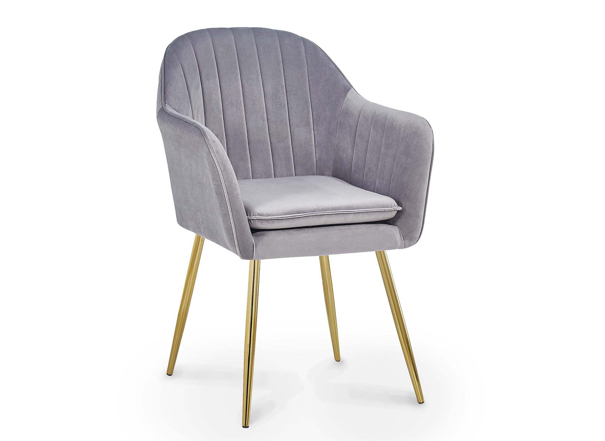 DECO IN PARIS  Lot de 2 chaises avec accoudoirs en velours gris edwige