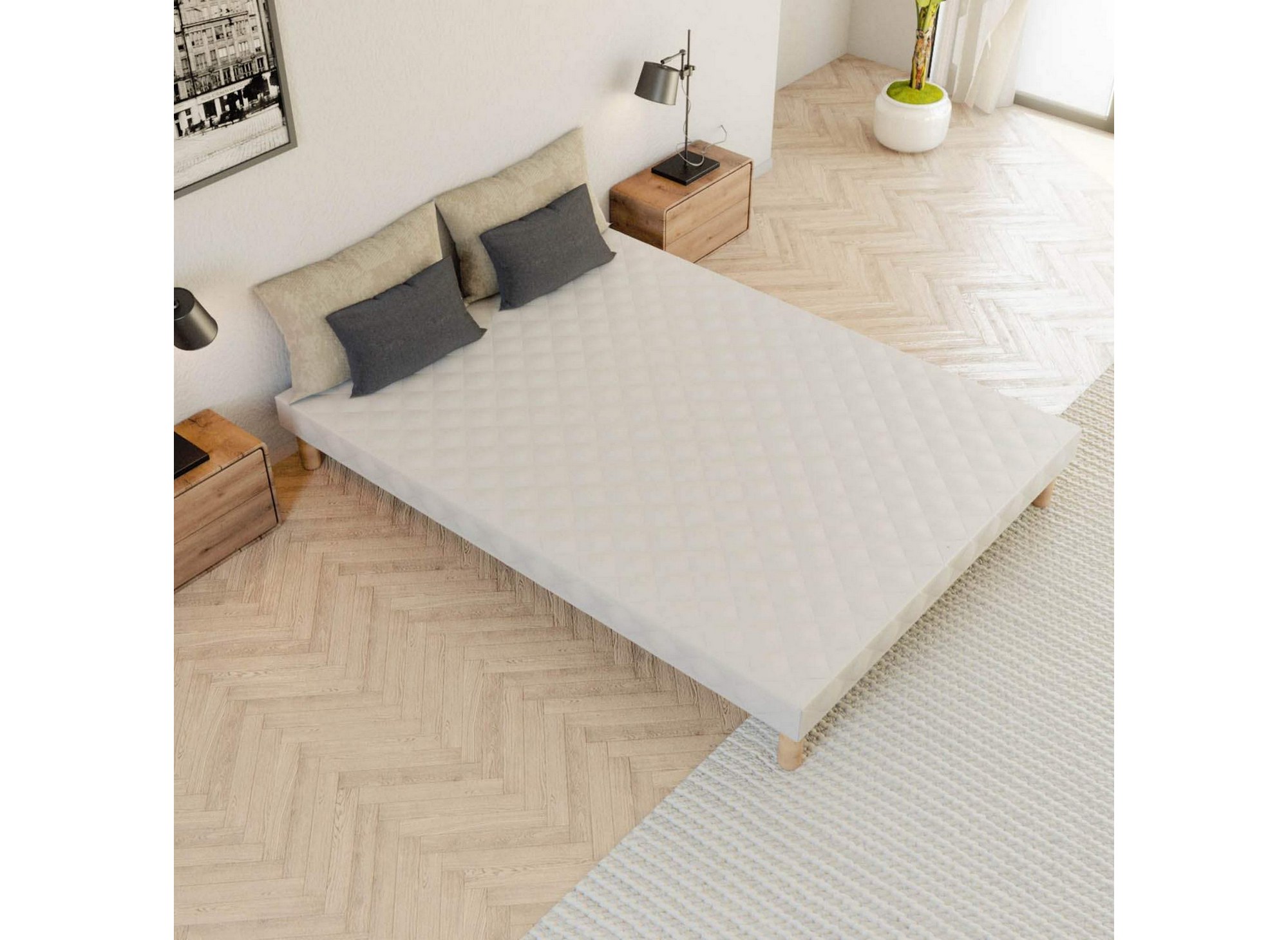 Sommier tapissier 140 x 190 cm + 4 pieds