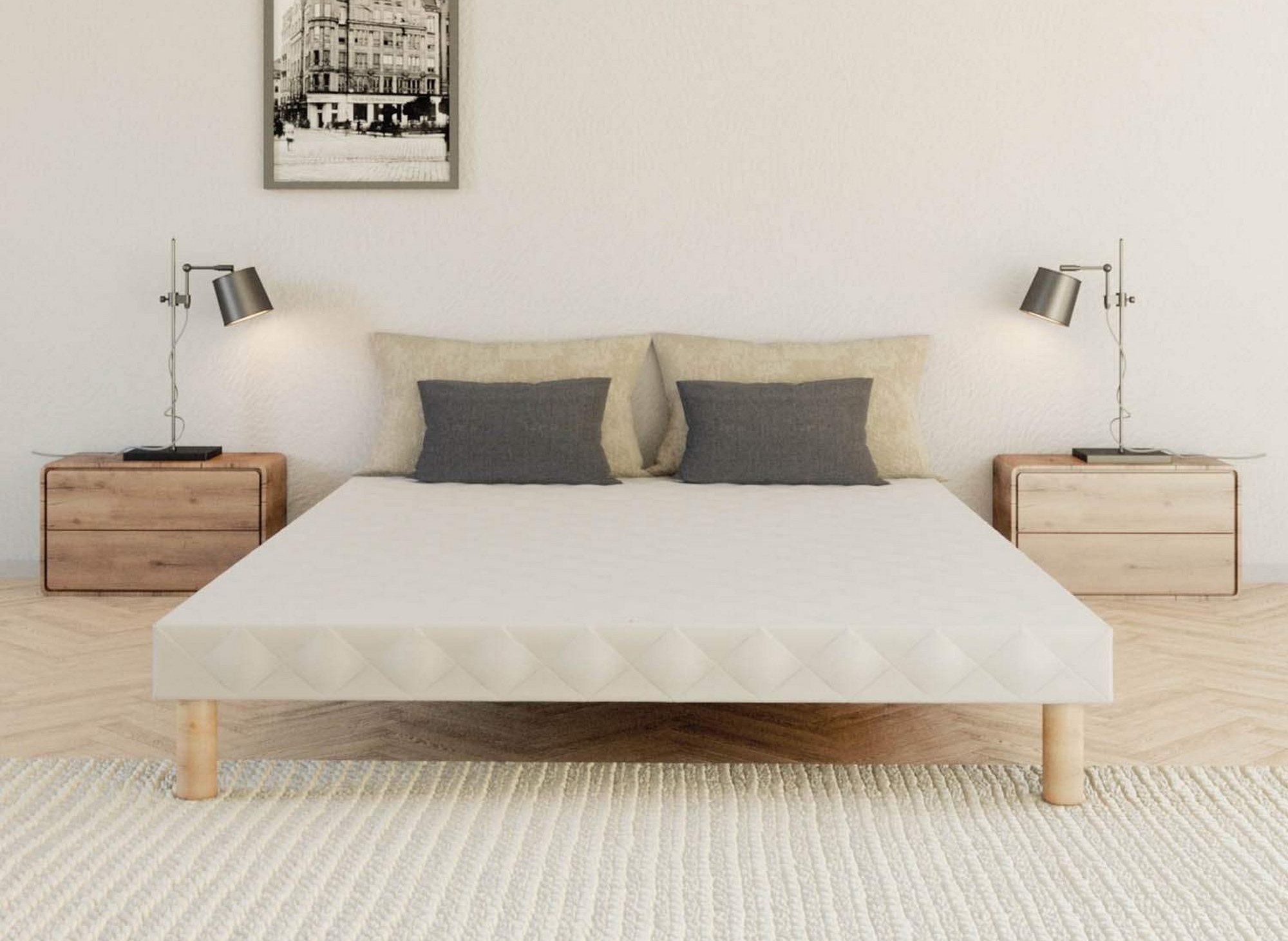 Sommier tapissier 140 x 190 cm + 4 pieds