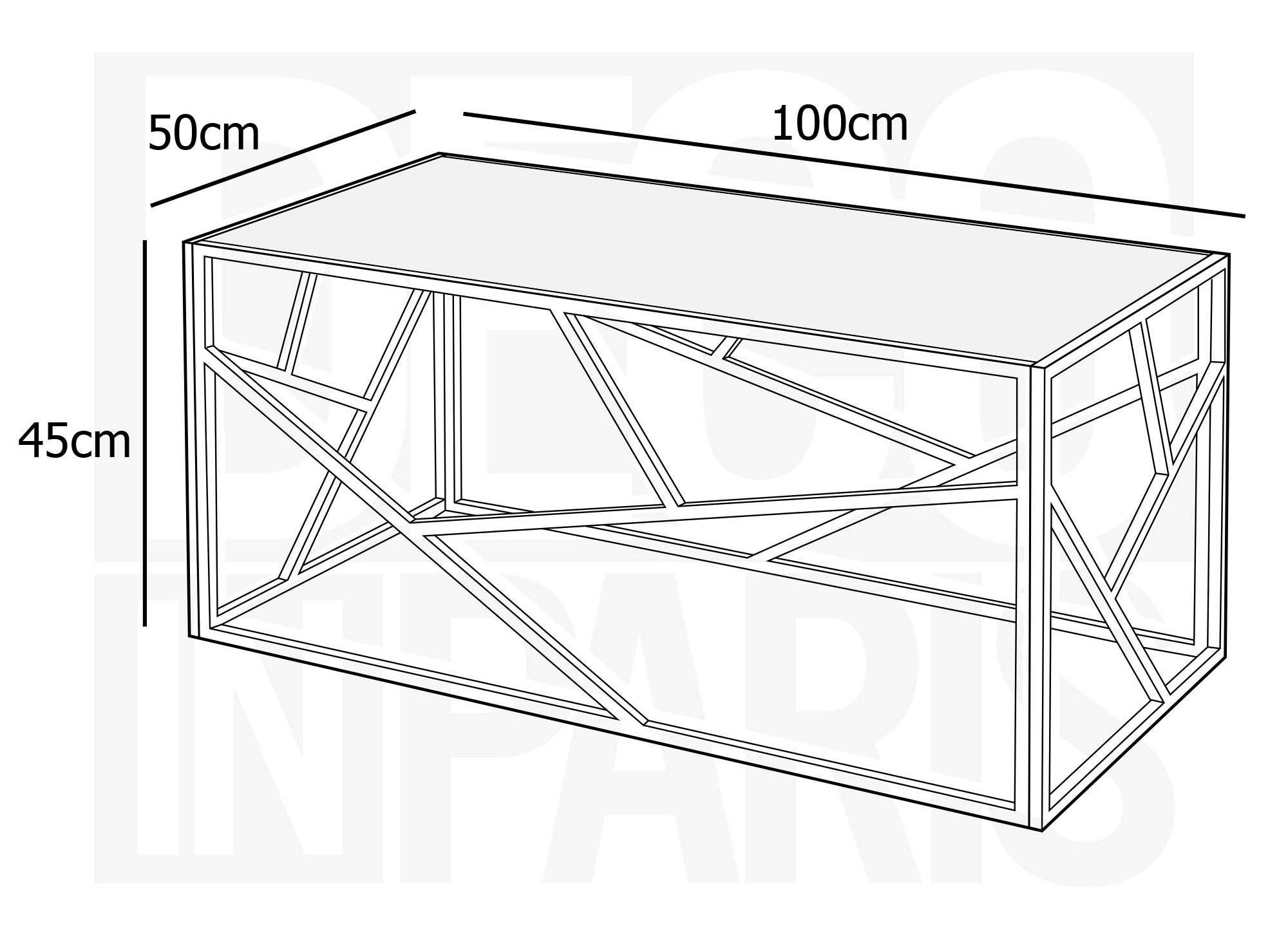 Table basse design en verre noir et métal doré rectangulaire SOLAL