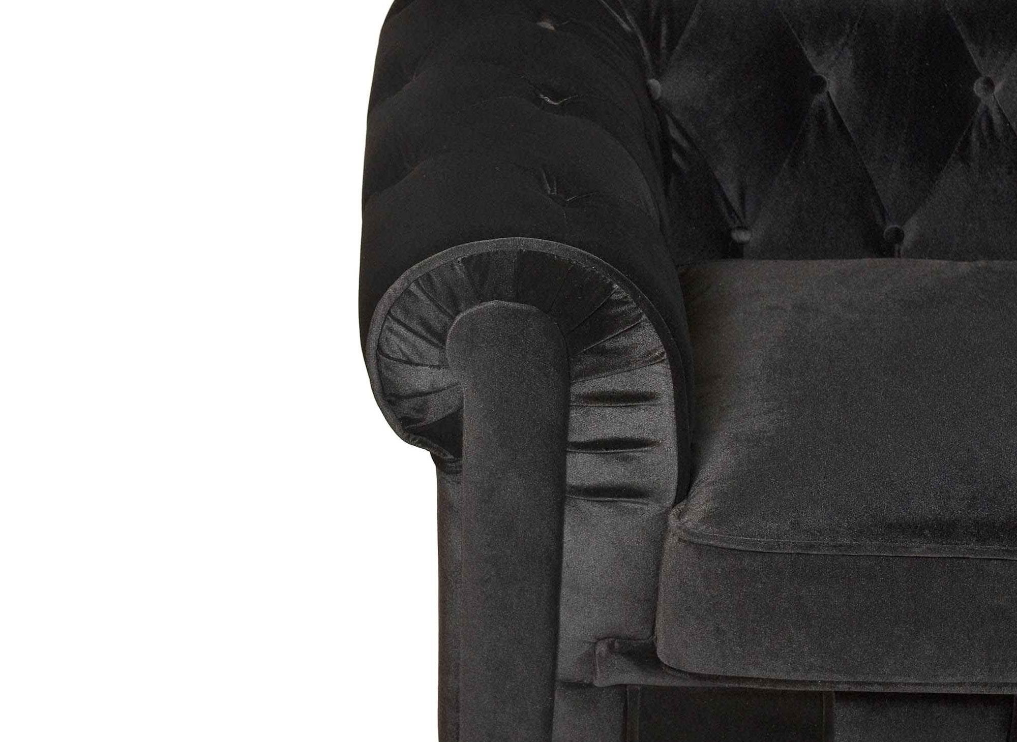 Canapé 2 places velours noir CHESTERFIELD