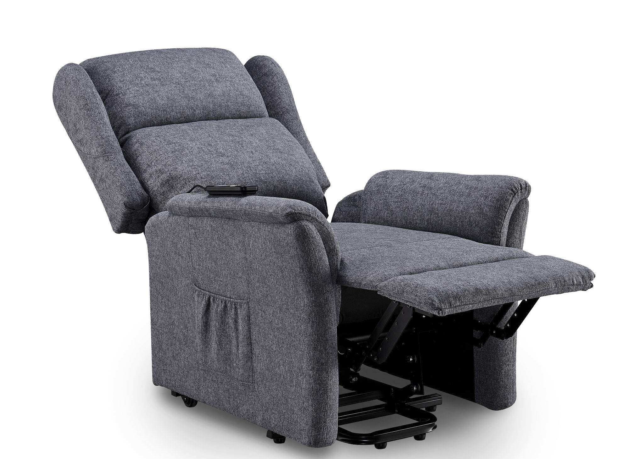 Fauteuil releveur relax en tissu gris a commande ...
