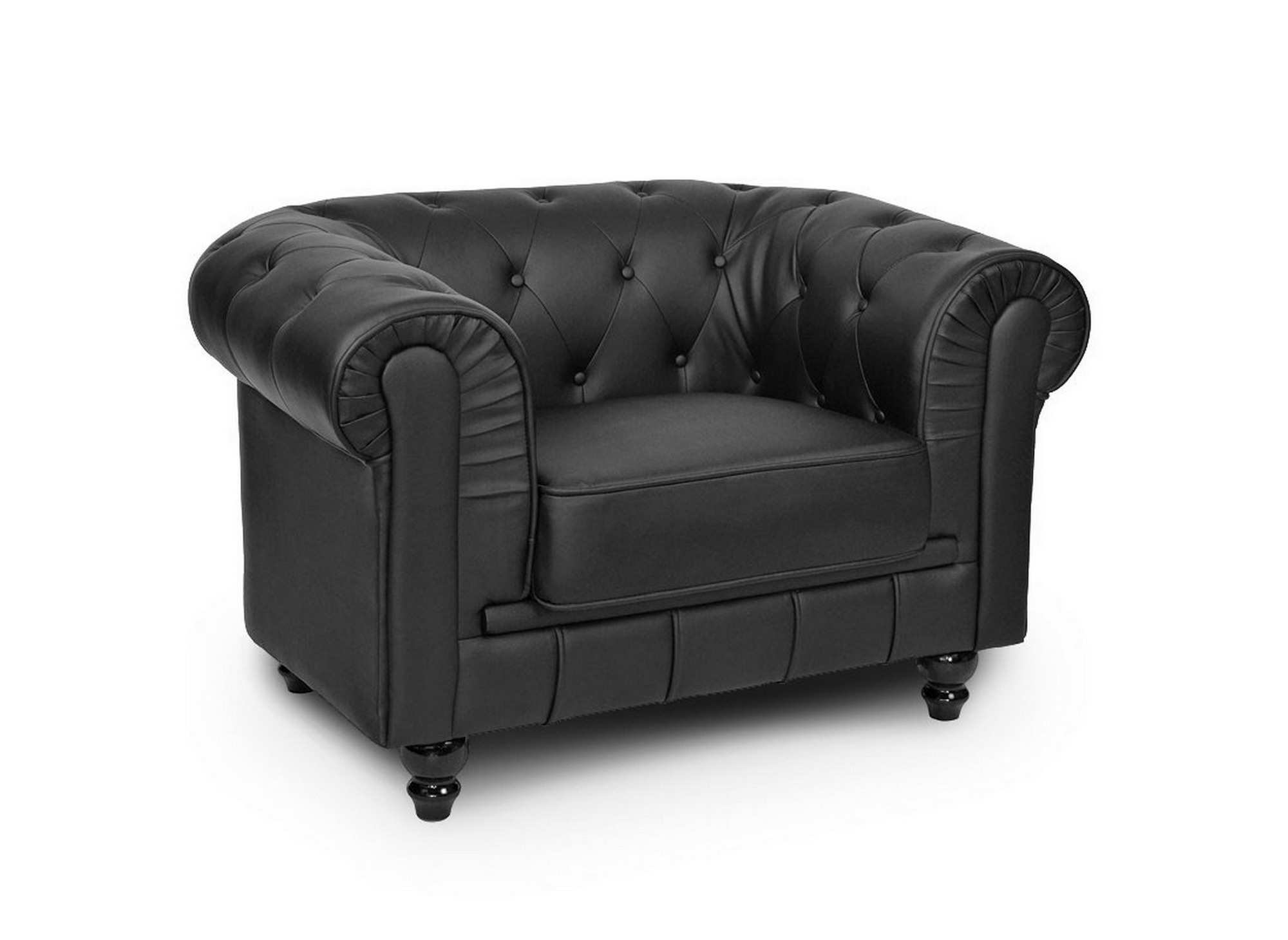 Ensemble canape 3 2 1 places noir  chesterfield  ens321 noi 