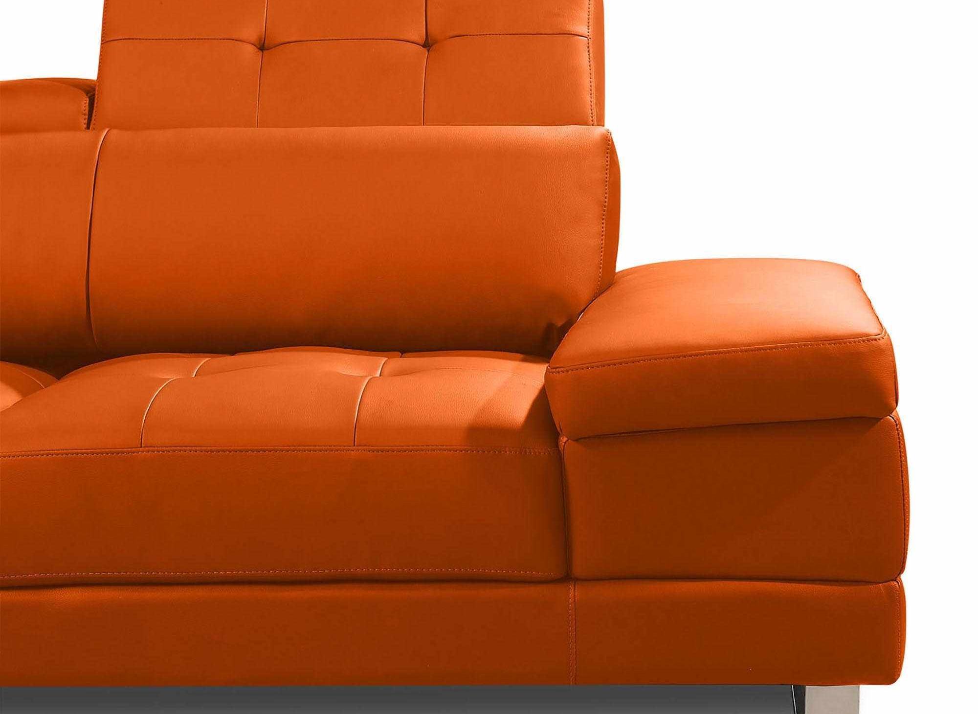 4_canape d angle cuir orange capitonne tetieres relevable ...