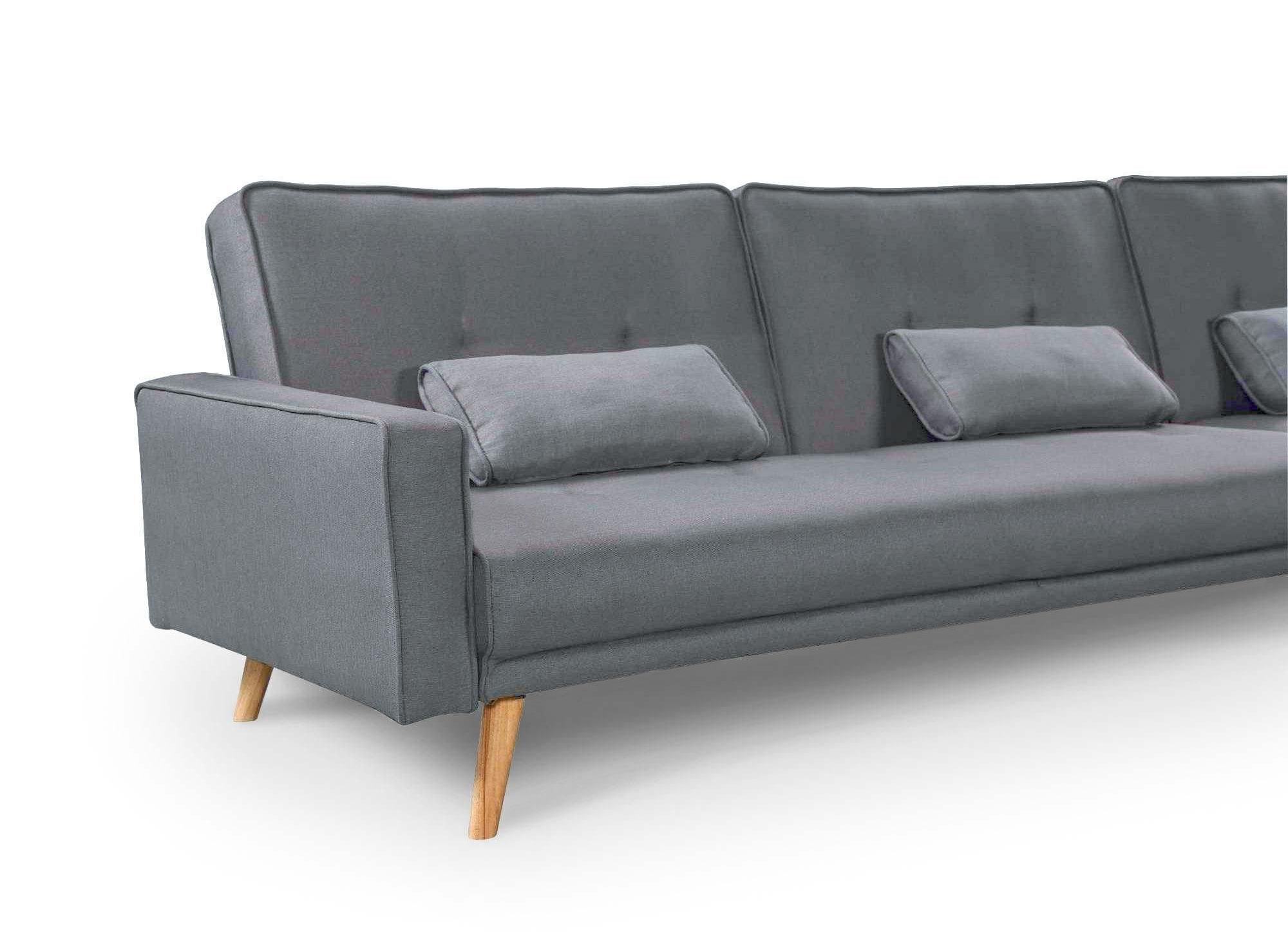 Canape d angle convertible modulable en tissu gris clea ...
