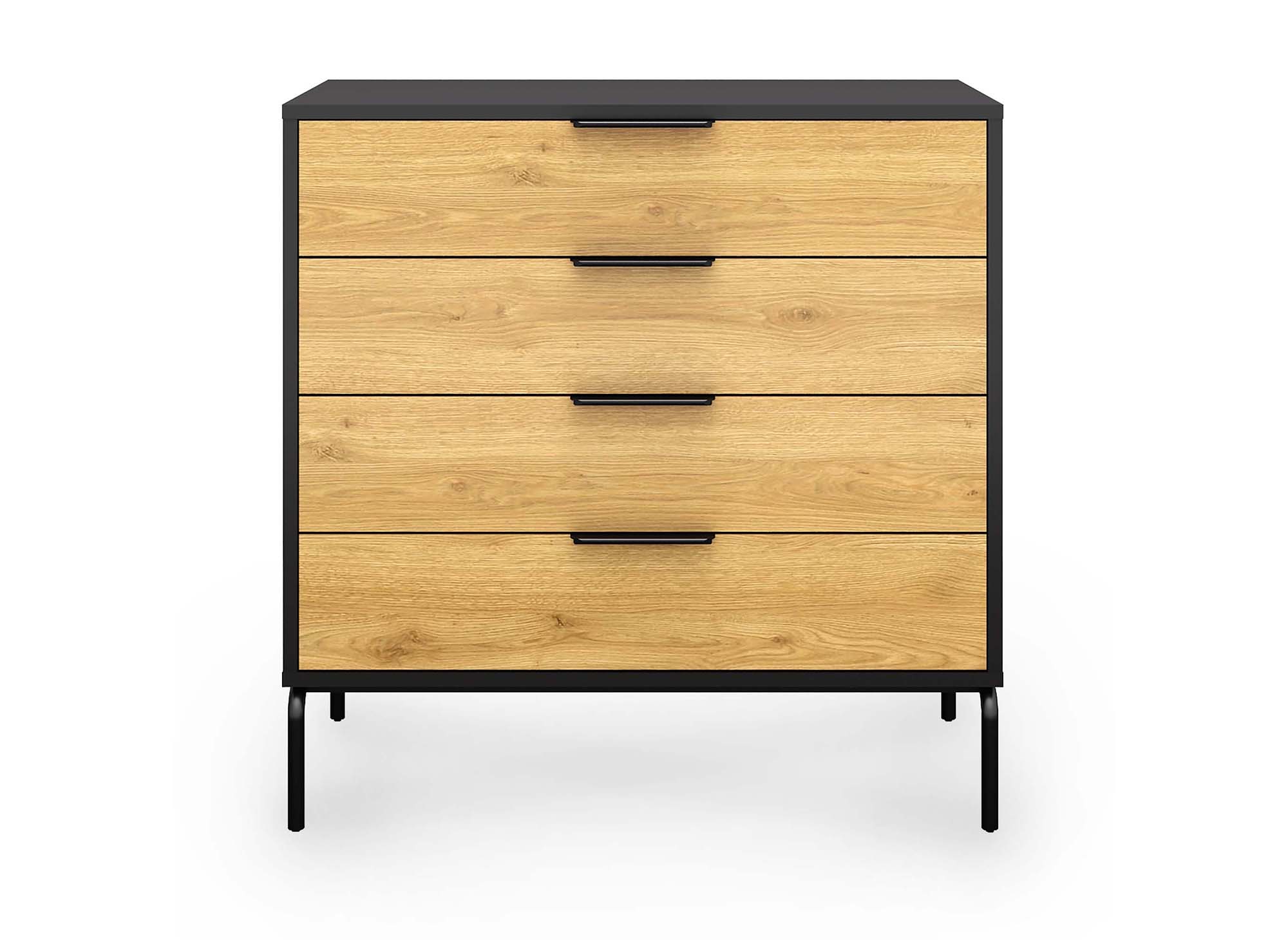 Commode 4 tiroirs en bois et métal noir TAMARA
