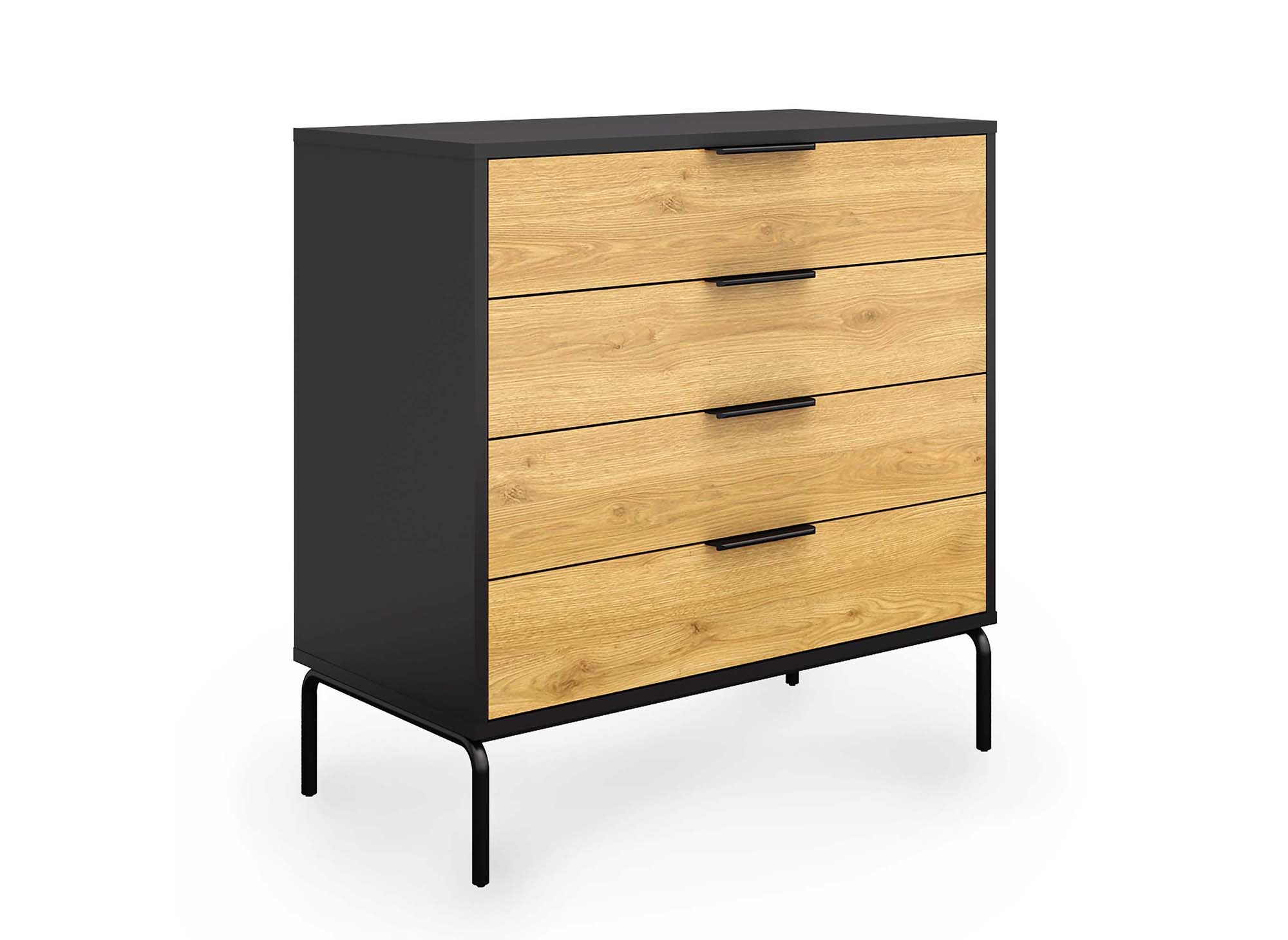 Commode 4 tiroirs en bois et métal noir TAMARA