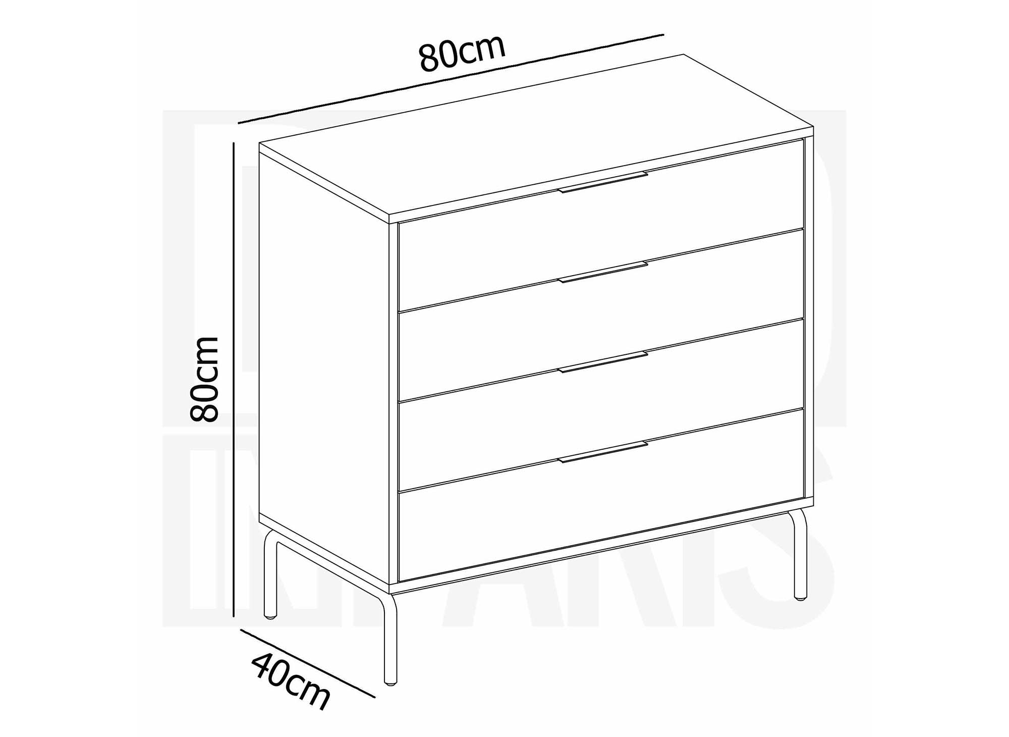Commode 4 tiroirs en bois et métal noir TAMARA