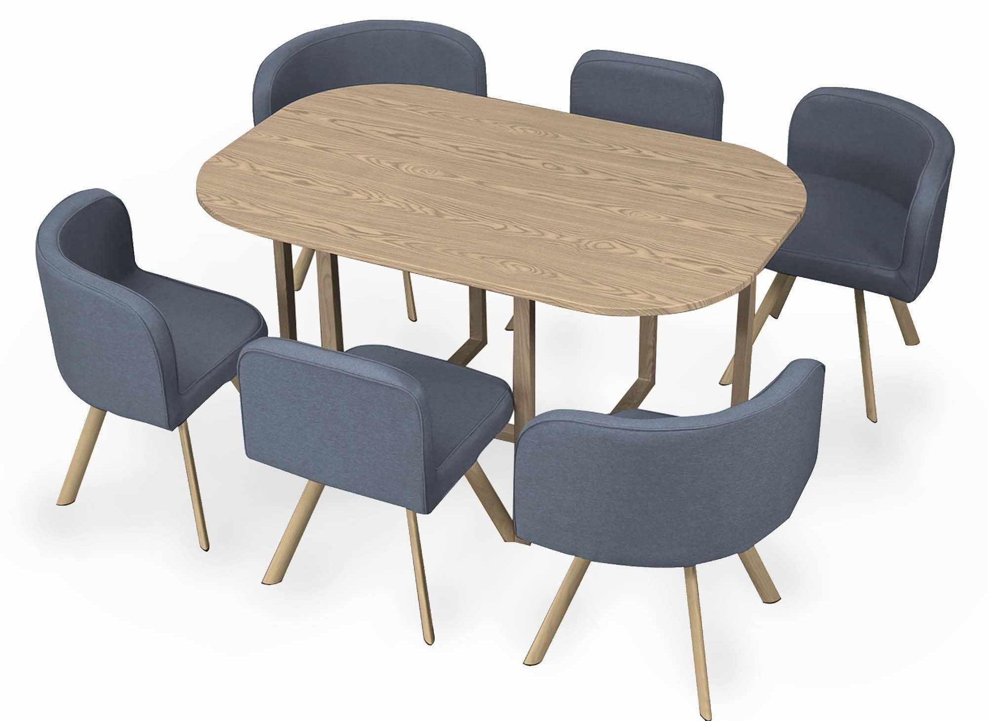 3 Ensemble Table 6 Chaises Encastrables Gris Flen Xl Dip