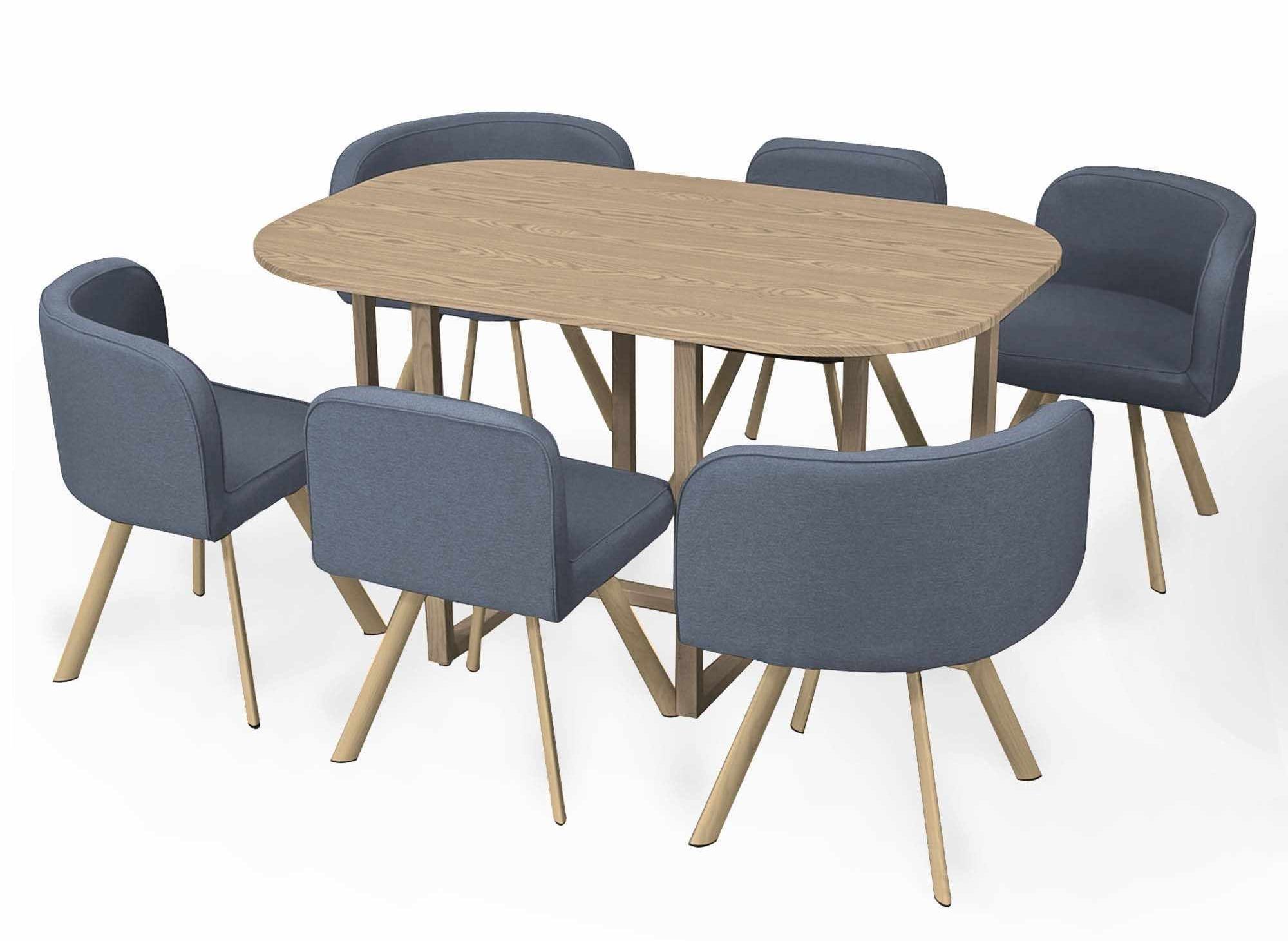 Ensemble table + 6 chaises encastrables gris FLEN XL