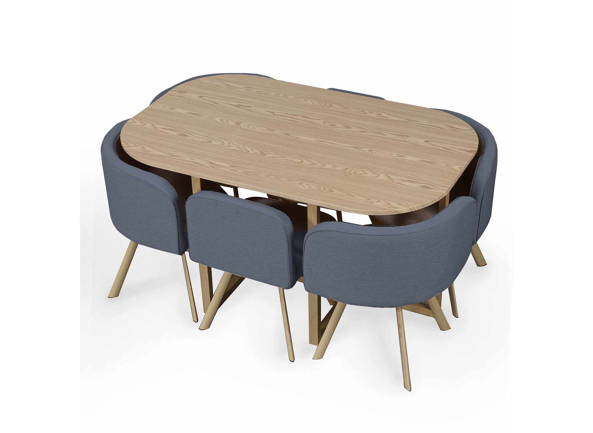 3_ensemble table 6 chaises encastrables gris flen xl  DIP