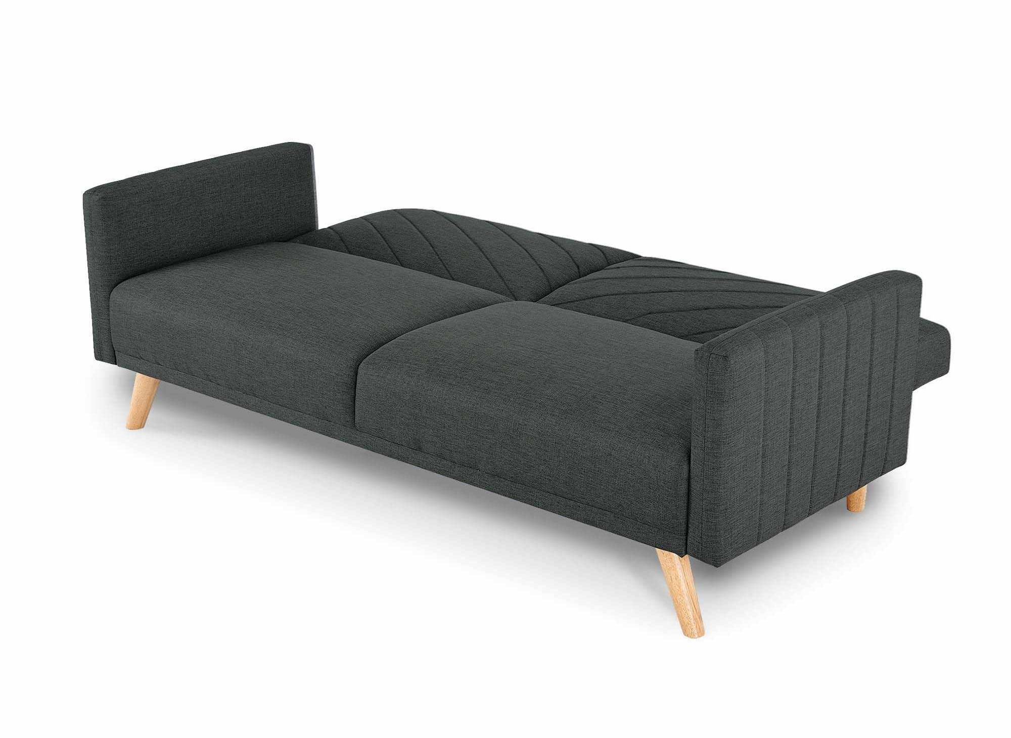 Canapé 3 places convertible scandinave en tissu gris foncé BALDER