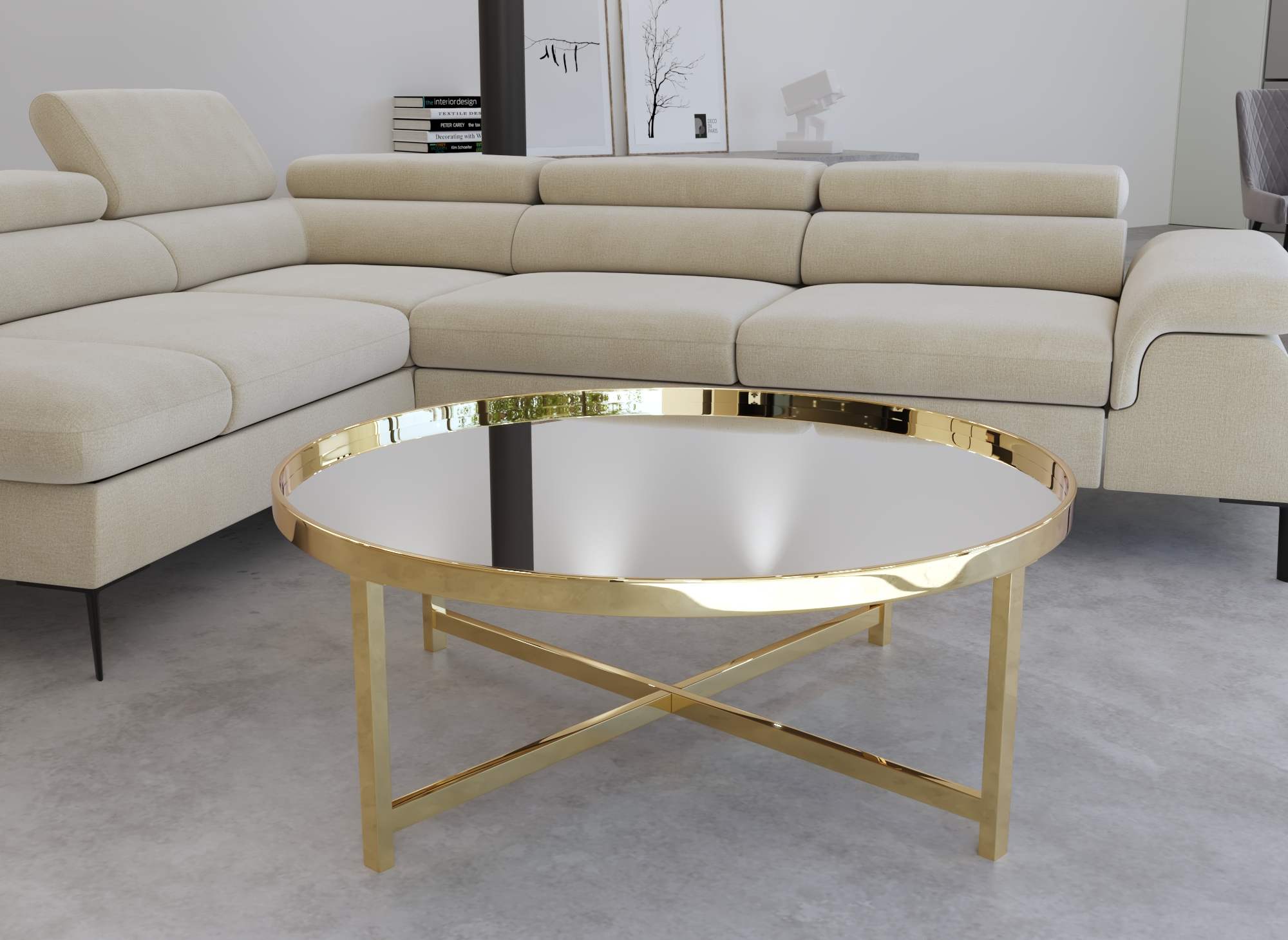 Table basse ronde en verre doré BARIA
