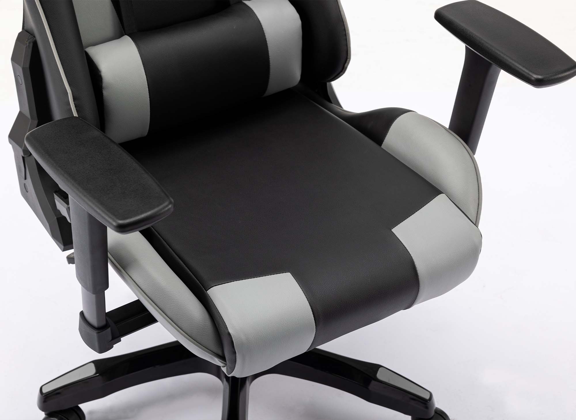 Fauteuil gaming en simili cuir noir et gris ELMAR