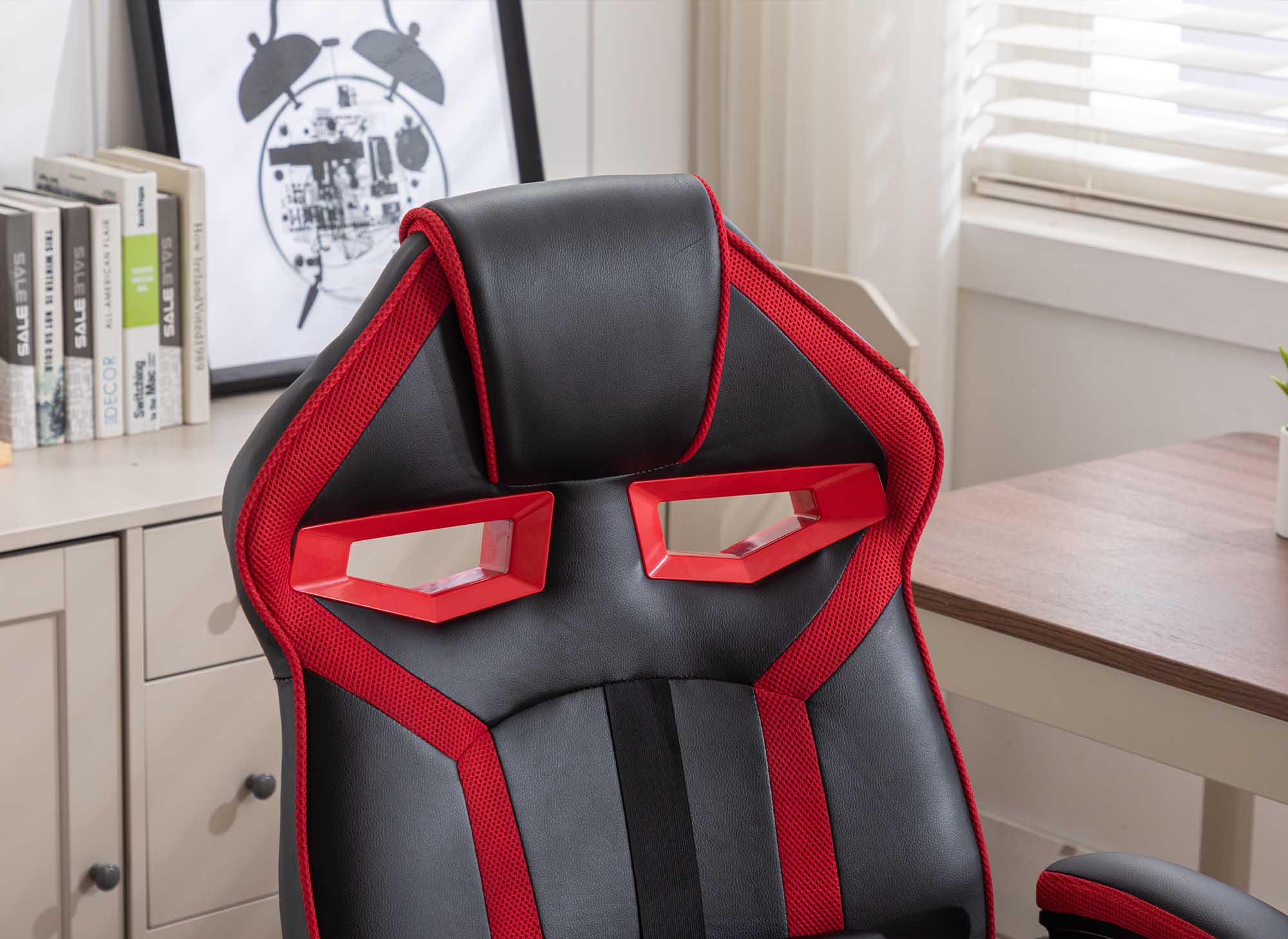 Fauteuil de bureau gaming en simili cuir noir et rouge ZONA