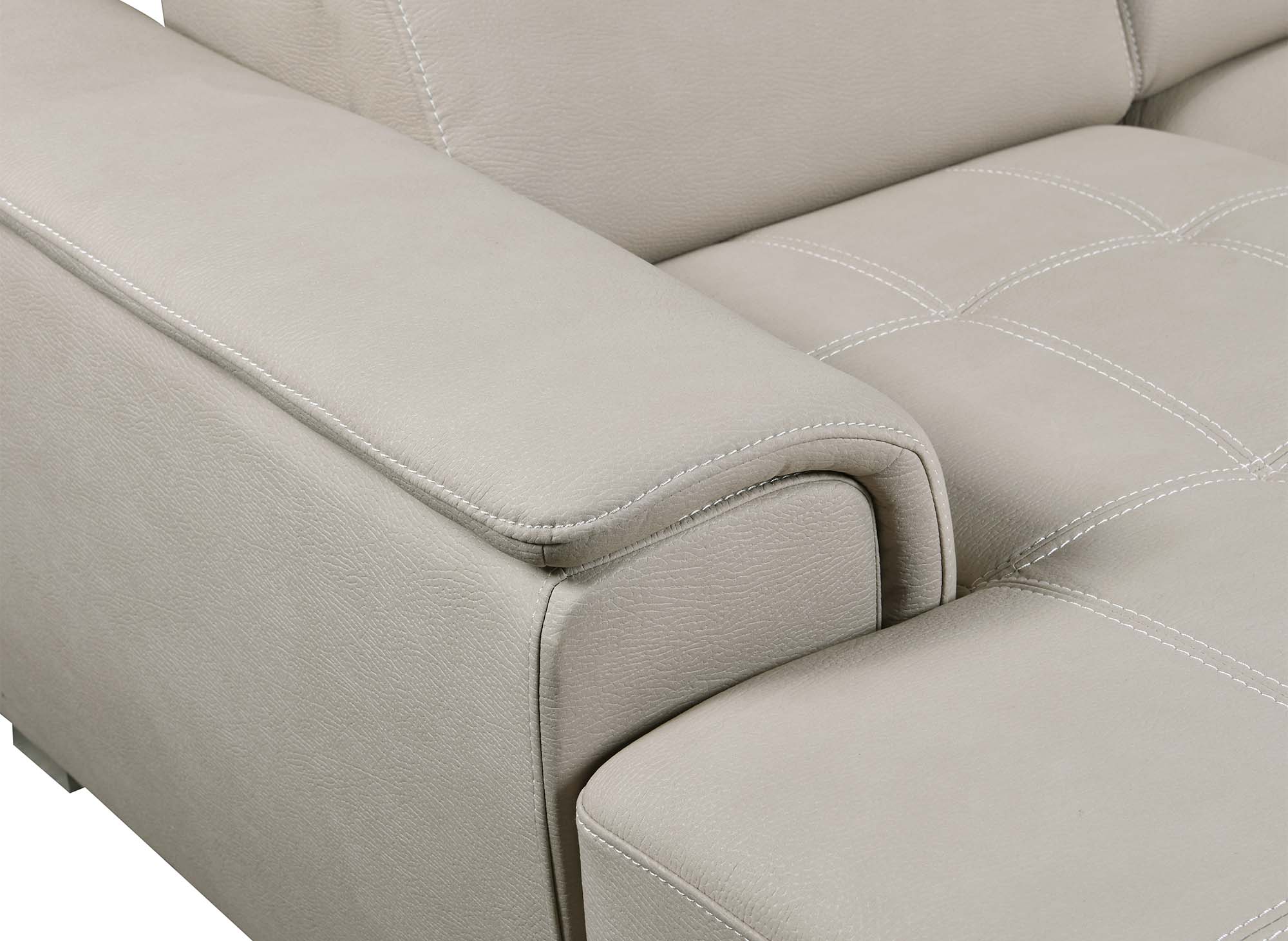 Canapé convertible et panoramique avec coffre de rangement en tissu beige OLIVER - Angle Droit