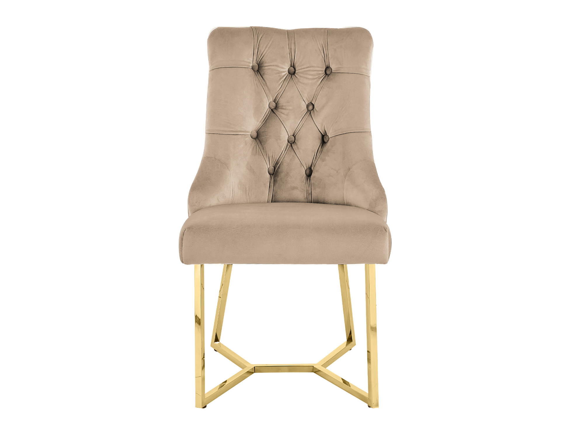 Lot de 2 chaises en velours beige pieds en métal doré KIERA