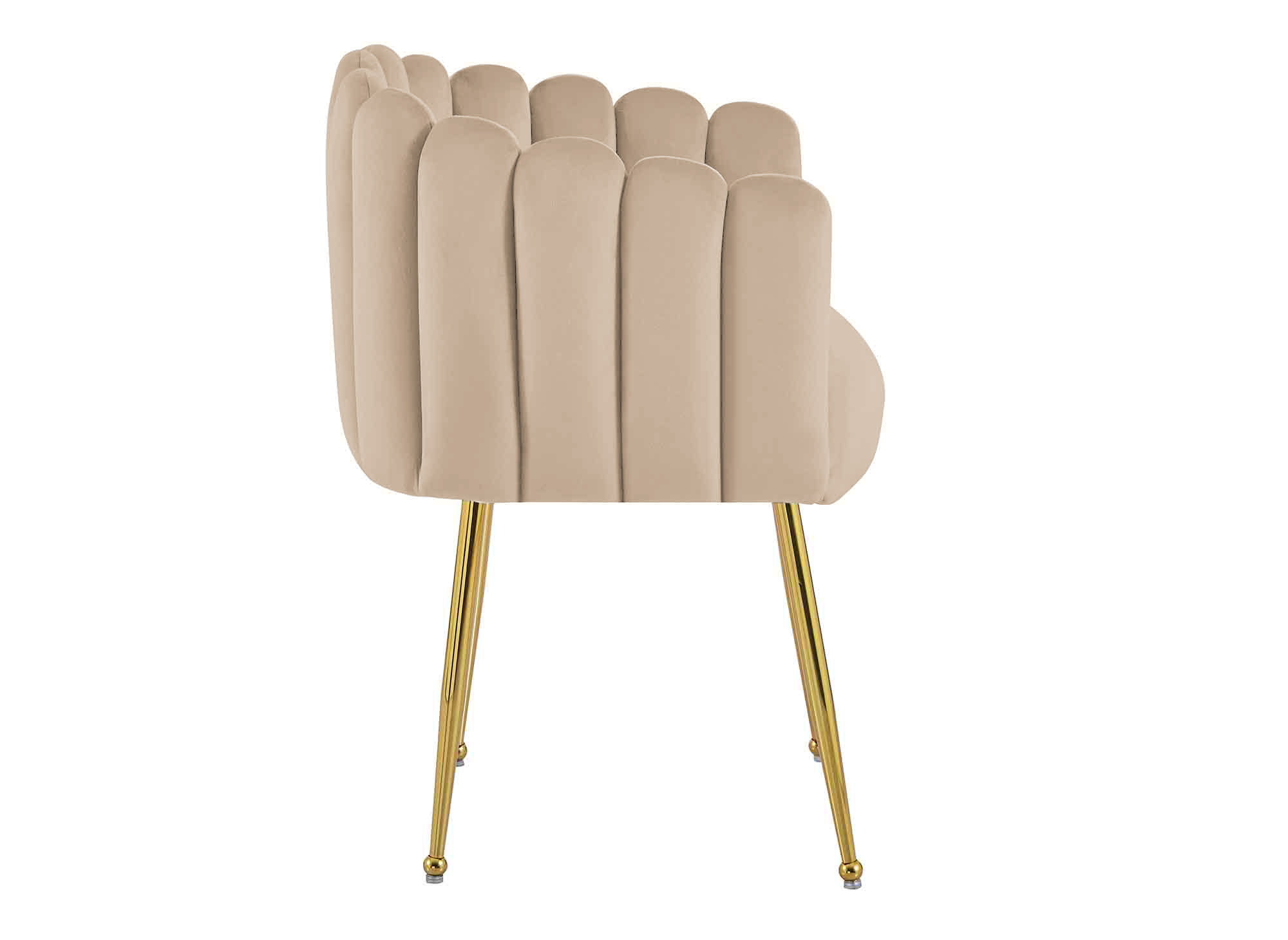 Chaise en velours beige pieds en métal doré HAYDEN