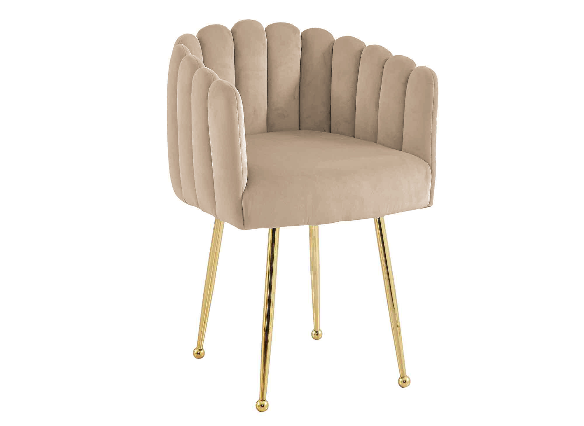 Chaise en velours beige pieds en métal doré HAYDEN