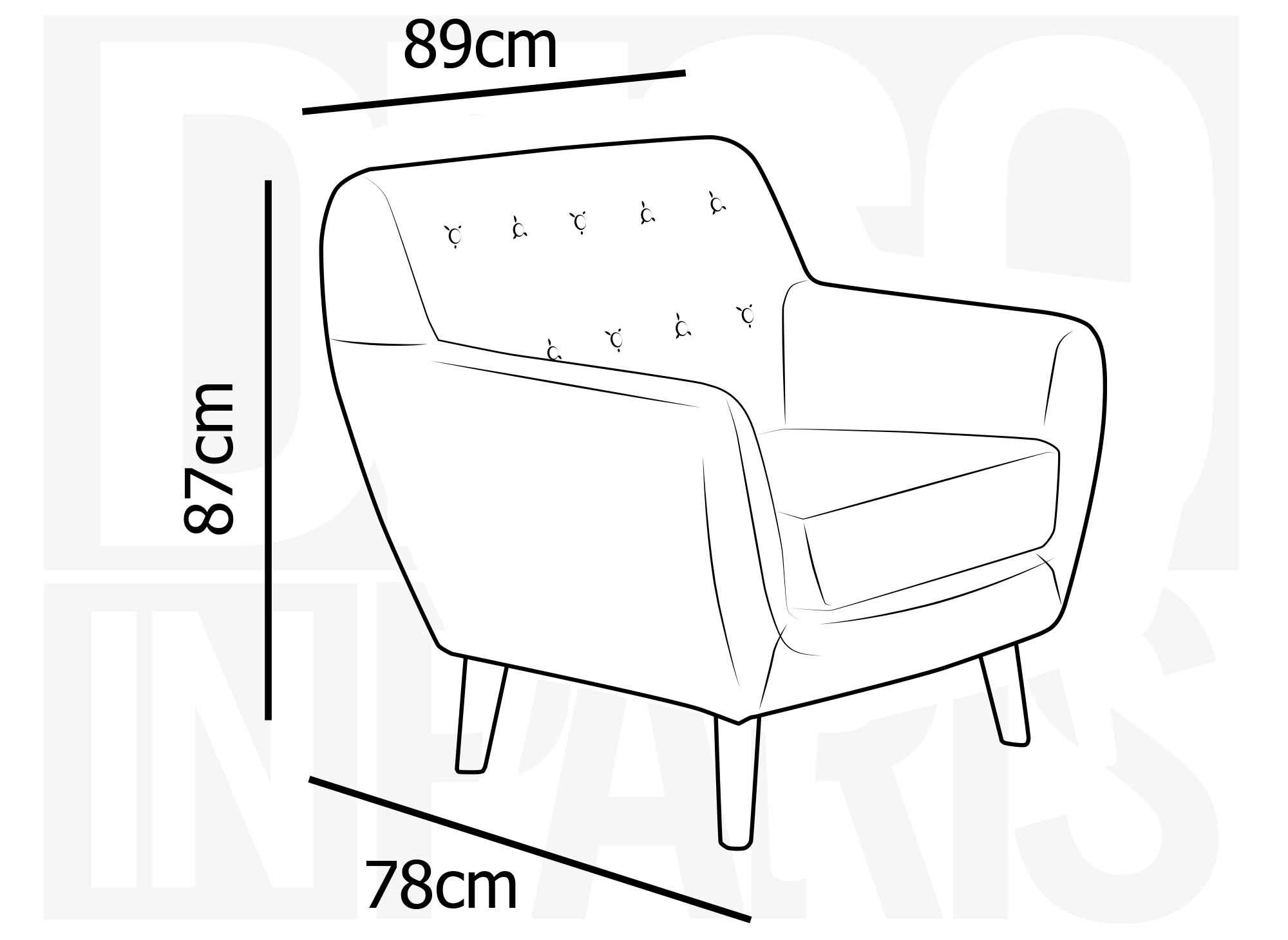 Fauteuil capitonné scandinave en tissu jaune VIKY