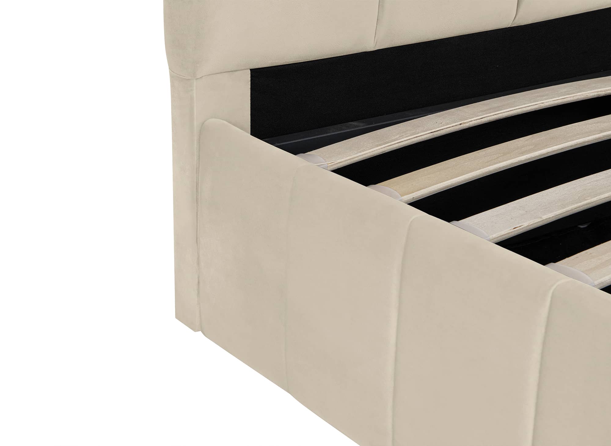 Lit coffre en velours beige 160x200 cm ELVIRA